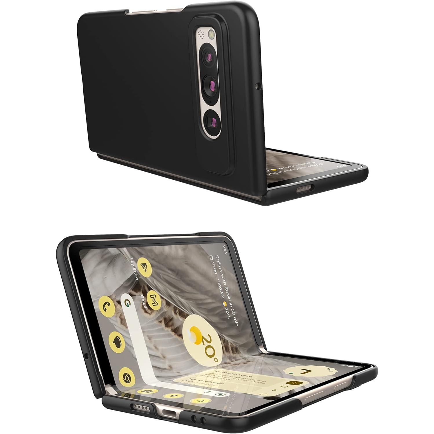 Case for Google Pixel Fold, Thin Matte Hard PC Cover Phone Case for Pixel Fold - Black