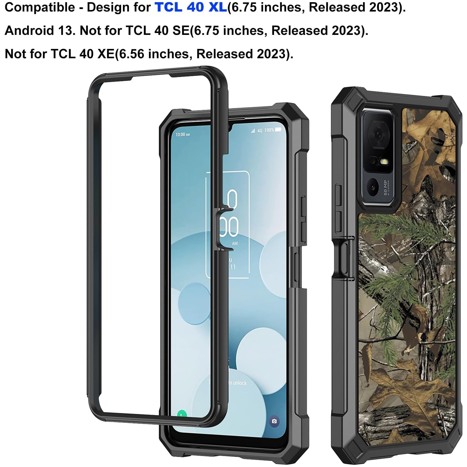 Phone Case for TCL 40 XL, TCL 40 XL Case with Screen Protector, Dual Layer Structure Protection, Shockproof