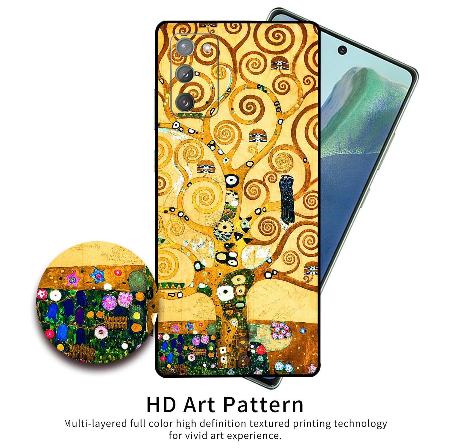 Compatible avec le Galaxy Note 20 5G cute Art silicone de Samsung avec style kaki Fancy Blooming