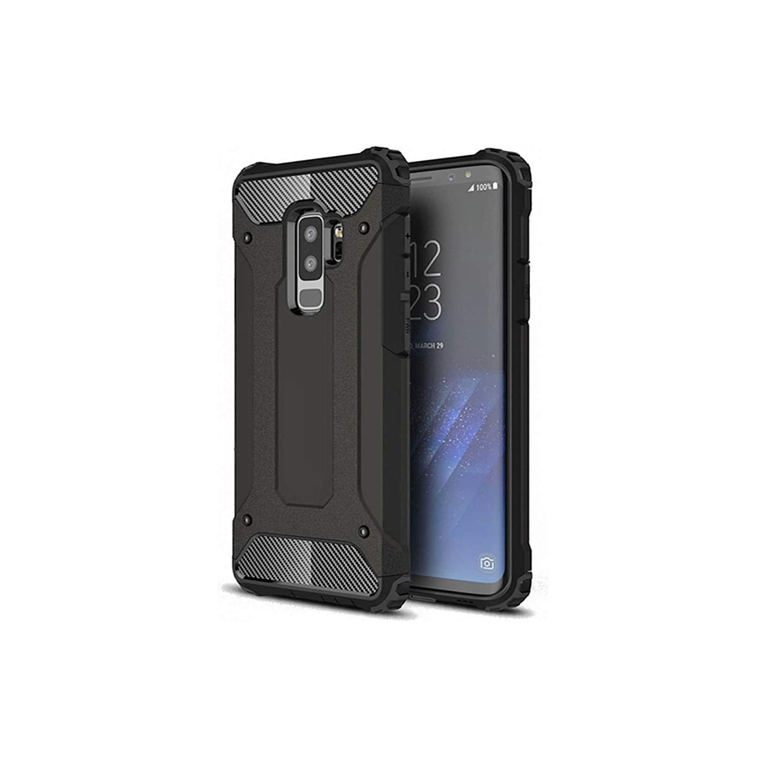 [Armor] Case for Samsung Galaxy S9, Heavy Duty [4 Corners Shockproof Protection] Bumper Cover (Black)
