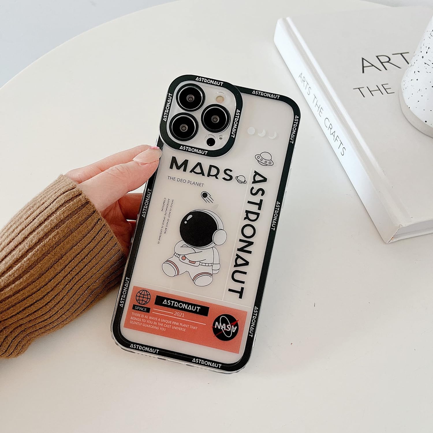 for iPhone 11 Pro Max Clear Cute Case, Cool Cartoon Astronaut Space Rocket Moon Design Stylish TPU Bumper