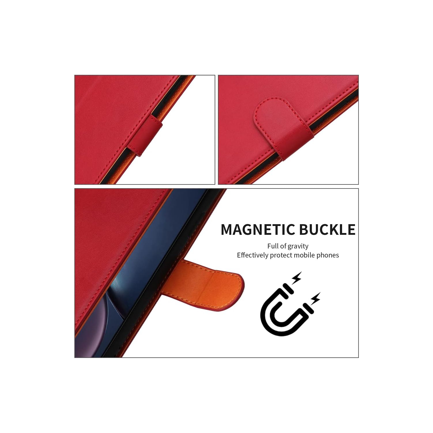 Google Pixel 7 Case Wallet Flip Genuine Leather with Anti-Theft RFID Blocking Kickstand Strong Magnetic Clasp