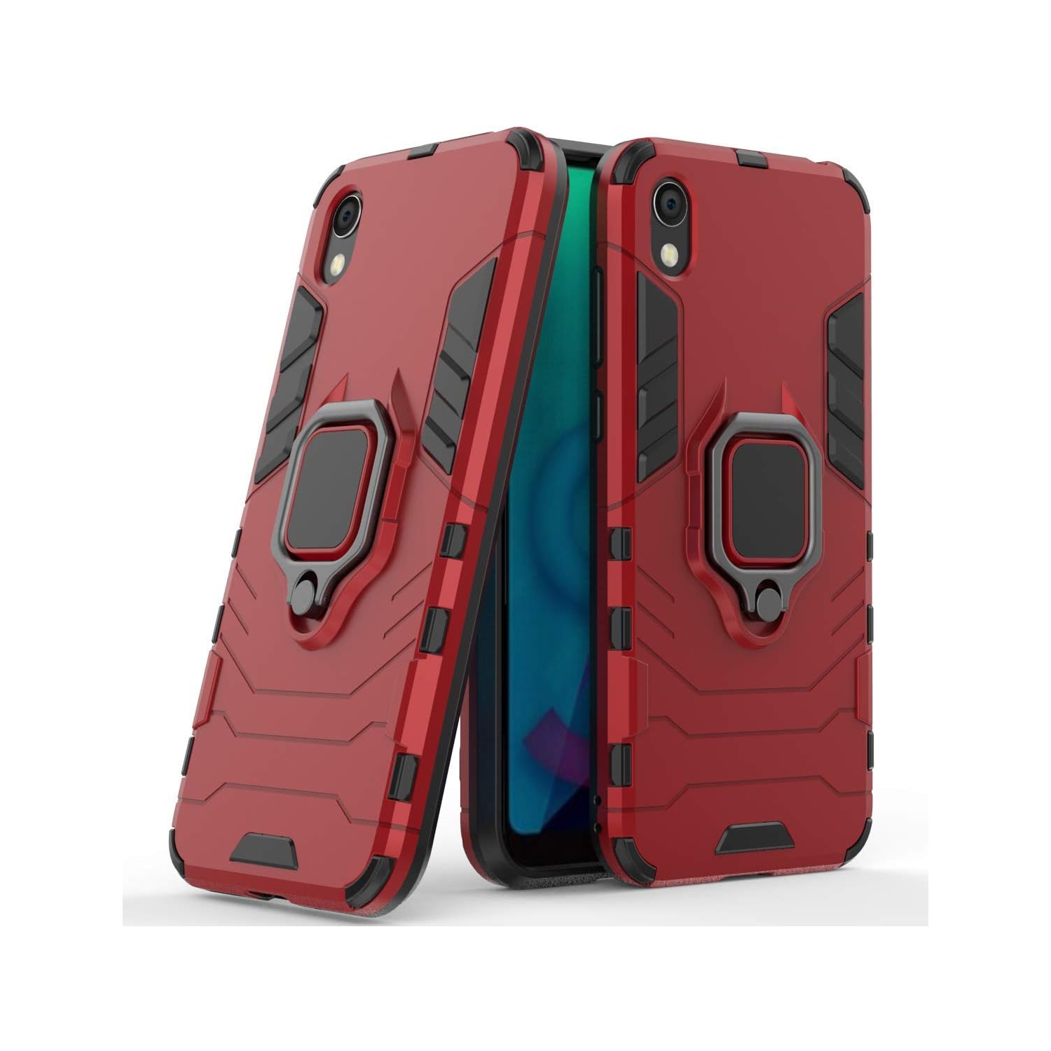 Compatible avec l'étui Huawei Y5, l'étui rigide antichoc avec béquille en anneau métallique (fonctionne avec la voiture magnétique)