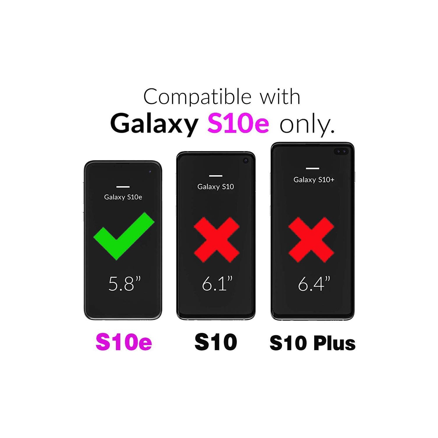 Compatible avec l'étui portefeuille en verre trempé avec support à cartes à rabat pour Galaxy S10e de Samsung