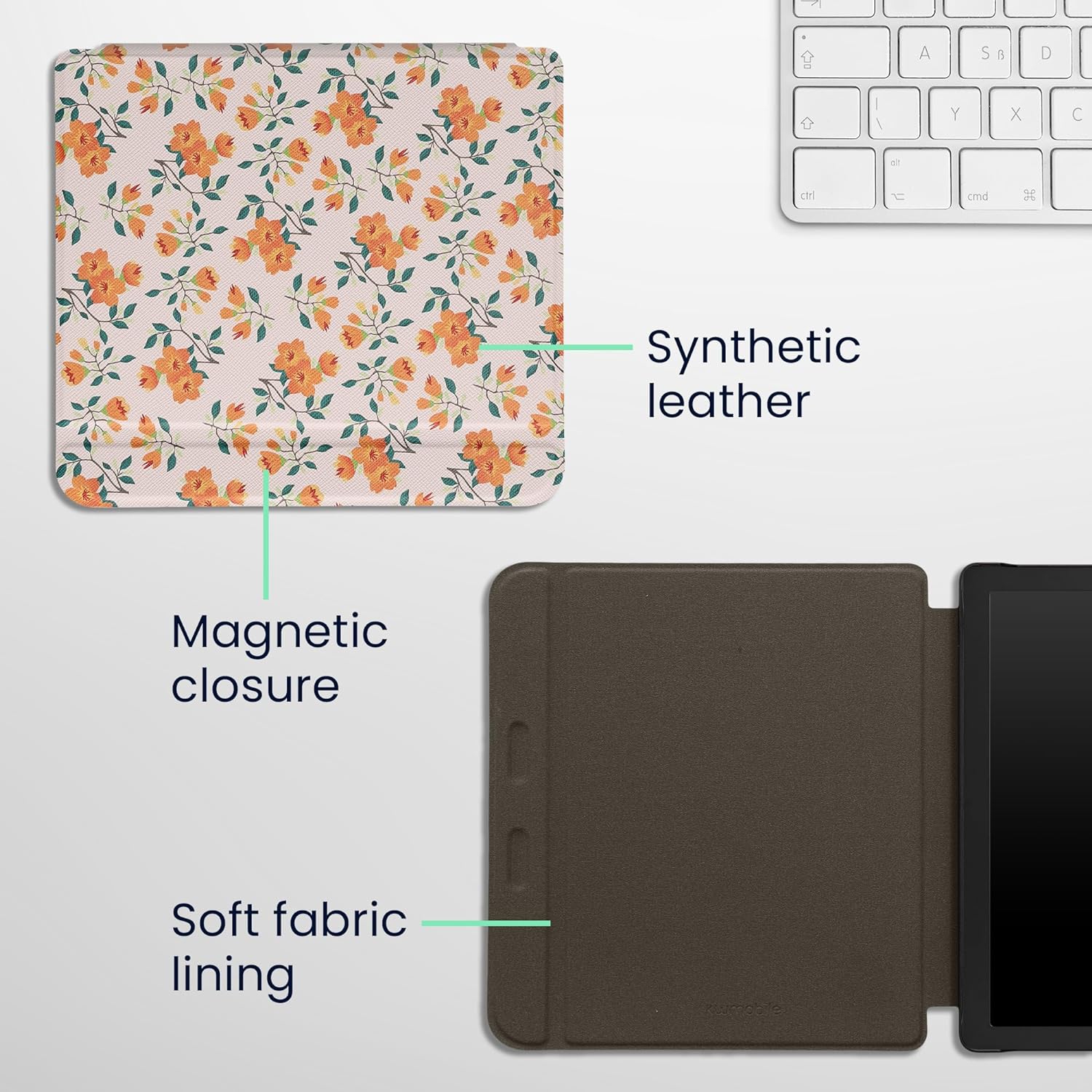 Case Compatible with Kobo Libra 2 Case - eReader Cover - Yellow Flowers Yellow/Green/Beige