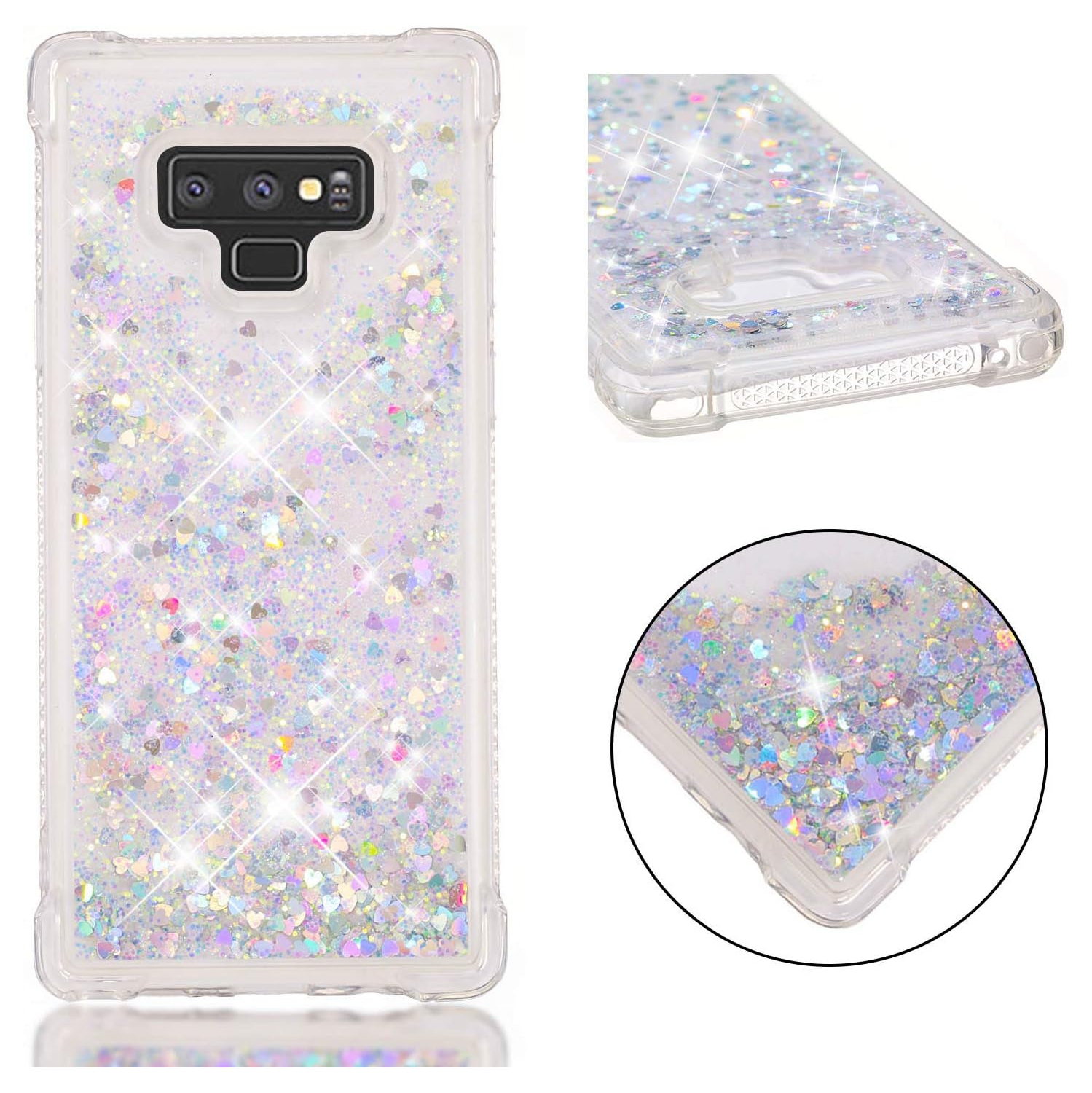Compatible with Galaxy Note 9 Case, Bling Glitter Liquid Clear Case Floating Quicksand Shockproof Protective