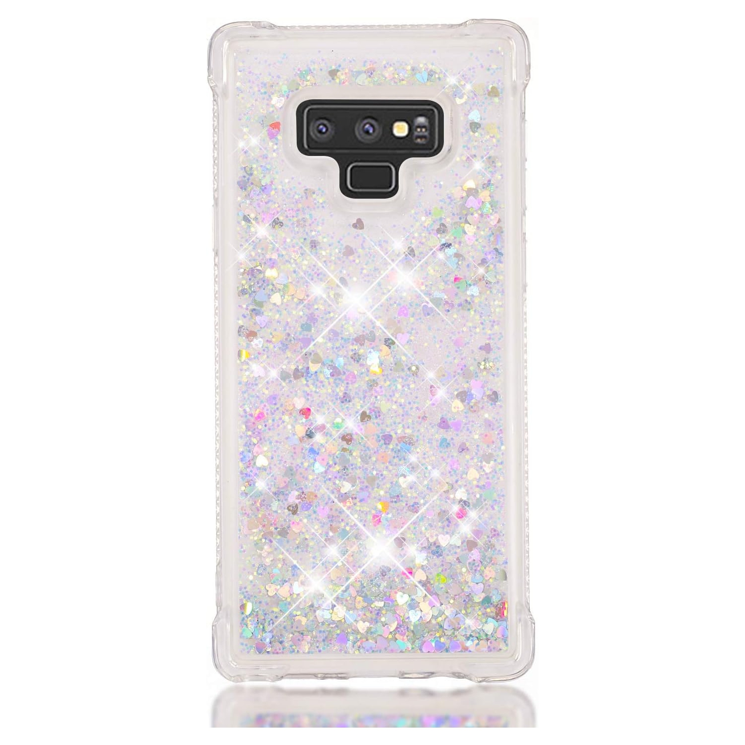 Compatible with Galaxy Note 9 Case, Bling Glitter Liquid Clear Case Floating Quicksand Shockproof Protective