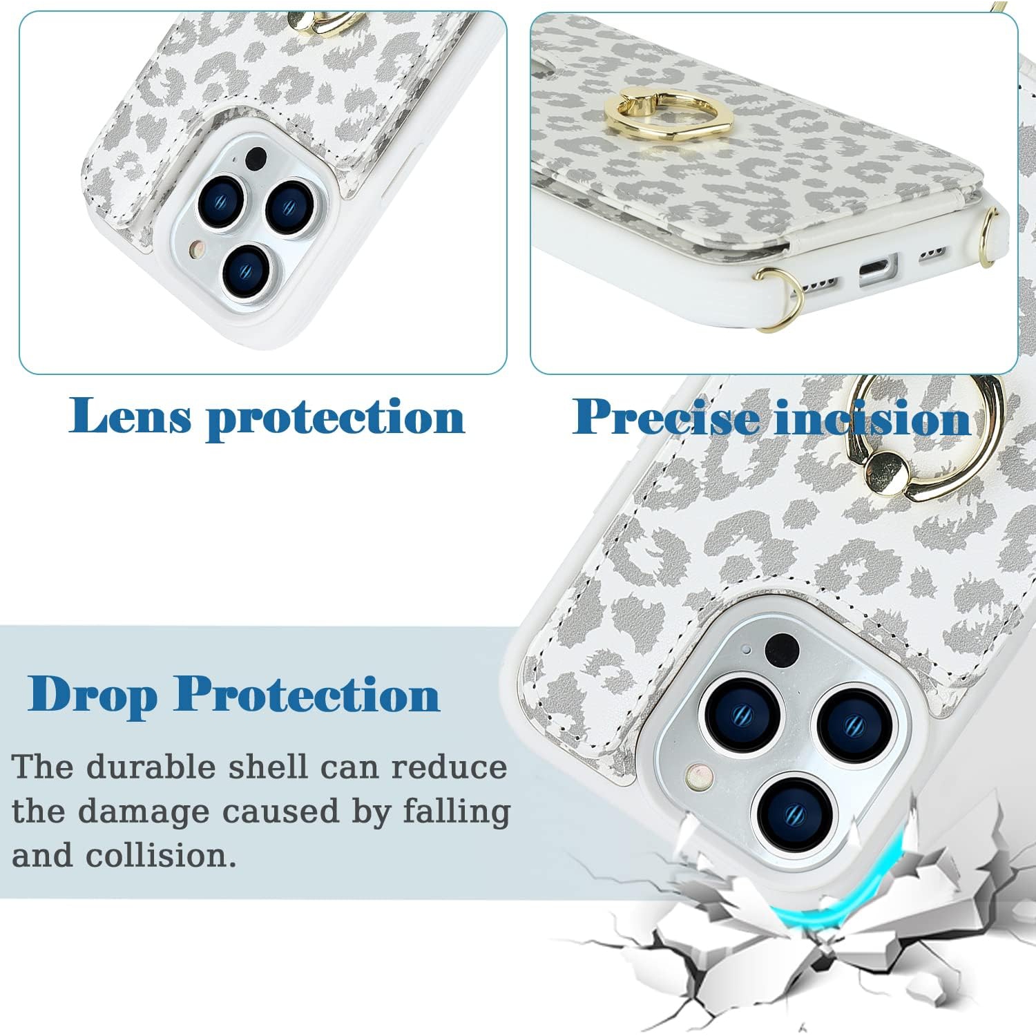 Etui Coque iPhone 14 Pro Case bandoulière pour femme iPhone 14 Pro étui téléphone avec porte-carte étui téléphone