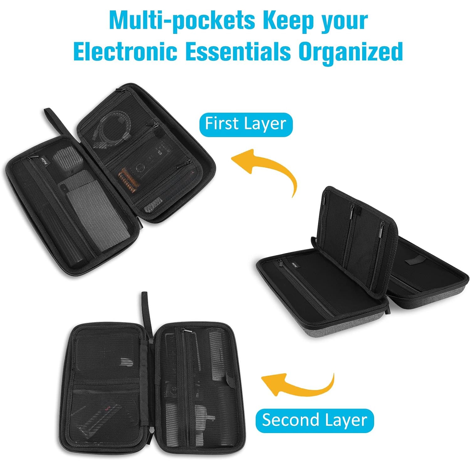 Étui de rangement rigide de voyage pour accessoires électroniques Chargeur Cordon disque dur externe portatif USB