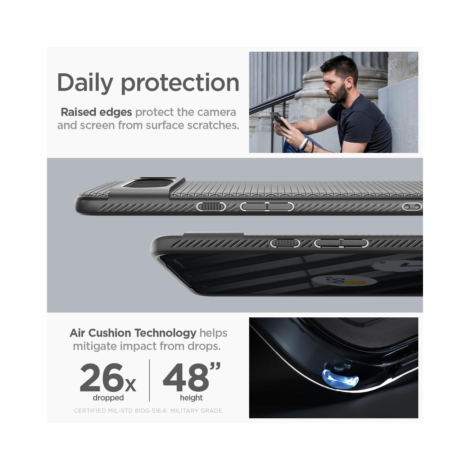 Liquid Air Armor conçu pour l'étui pour Pixel 8 Pro, [technologie Air Cushion] - Noir mat