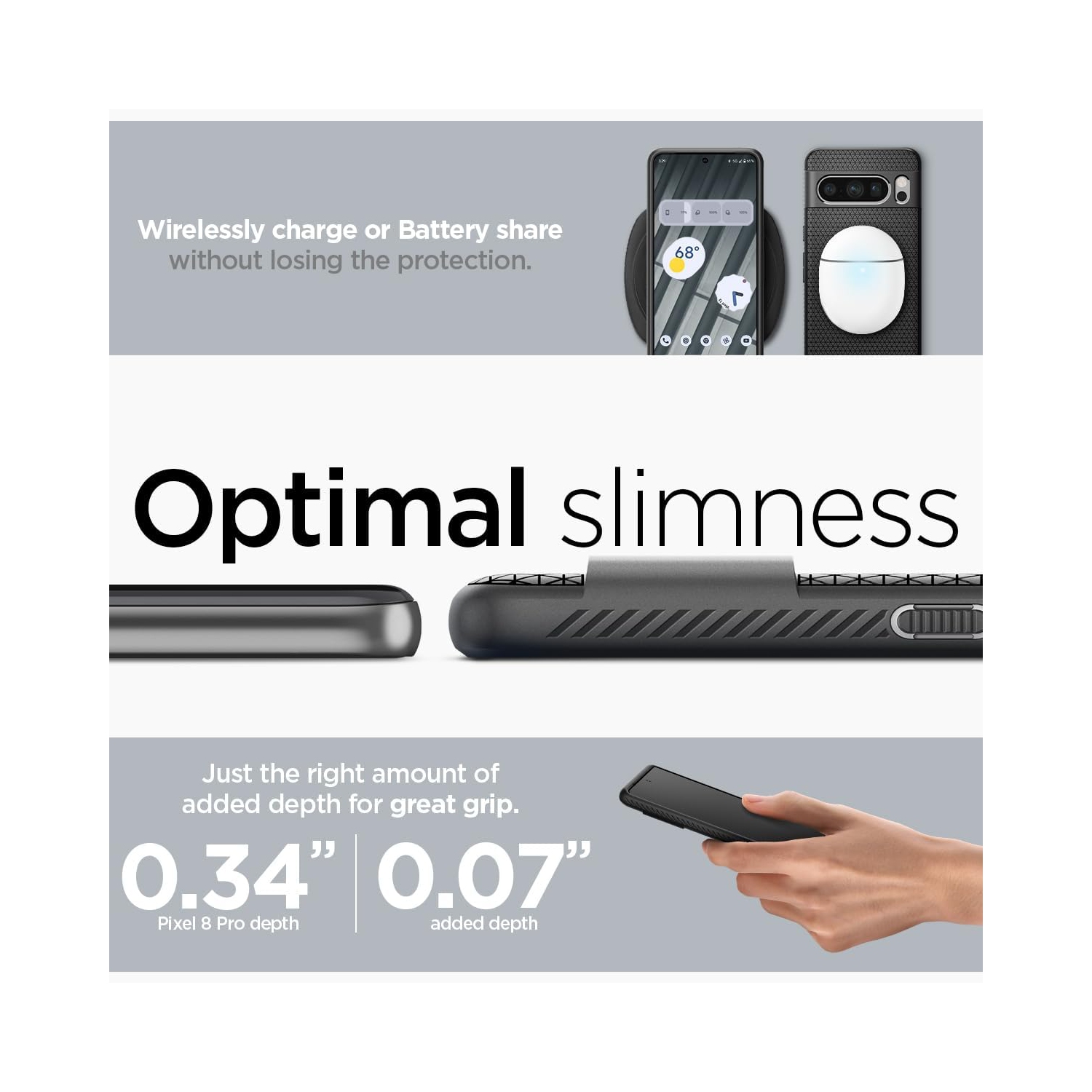 Liquid Air Armor conçu pour l'étui pour Pixel 8 Pro, [technologie Air Cushion] - Noir mat