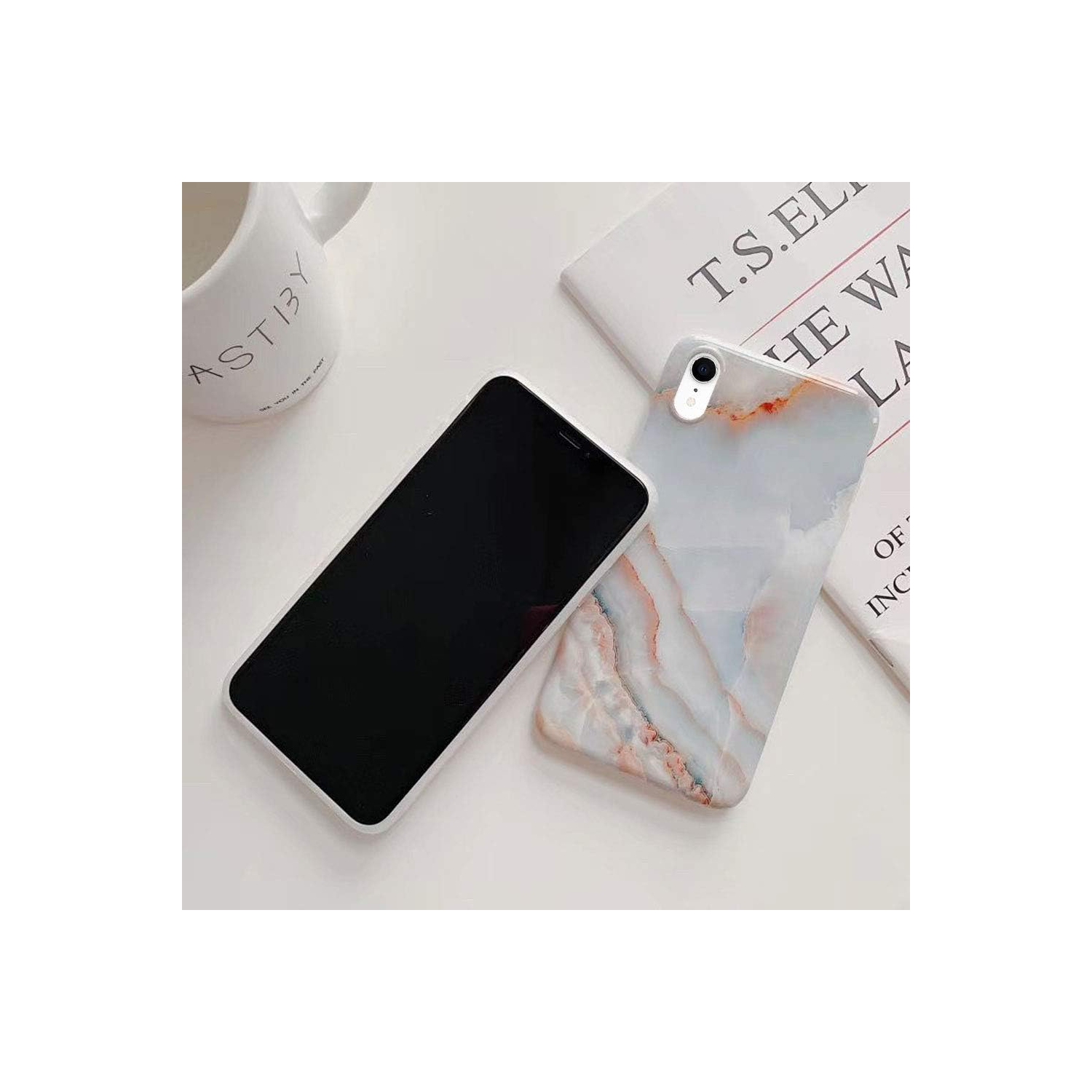 J.west iPhone XR Case 6.1-inch, Luxury Grey Marble Design Graphics Stone Pattern Ultra Slim Thin Flexible Bumper Soft