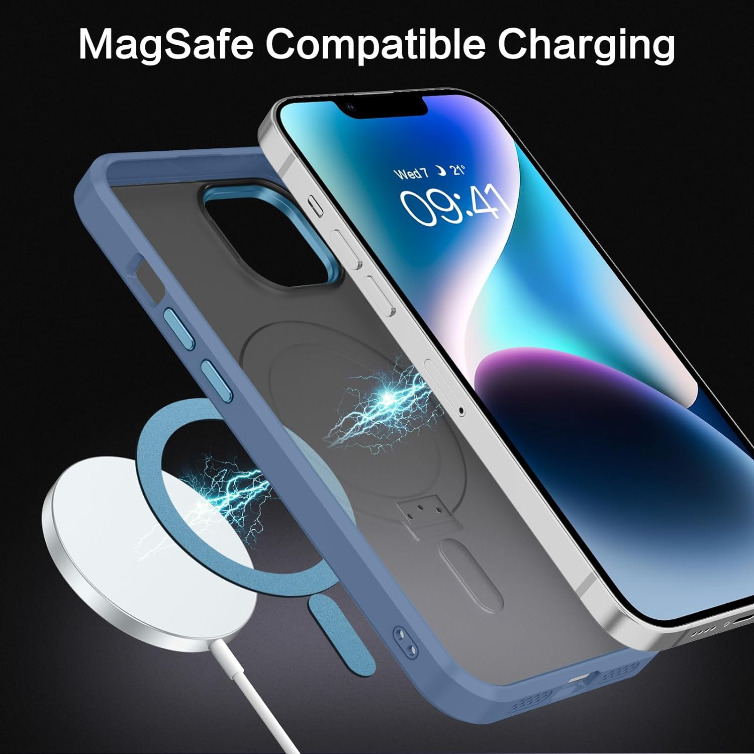 iPhone 14 Magnetic Case, iPhone 13 Case Compatible with MagSafe, Invisible Ring Kickstand Holder Military Grade