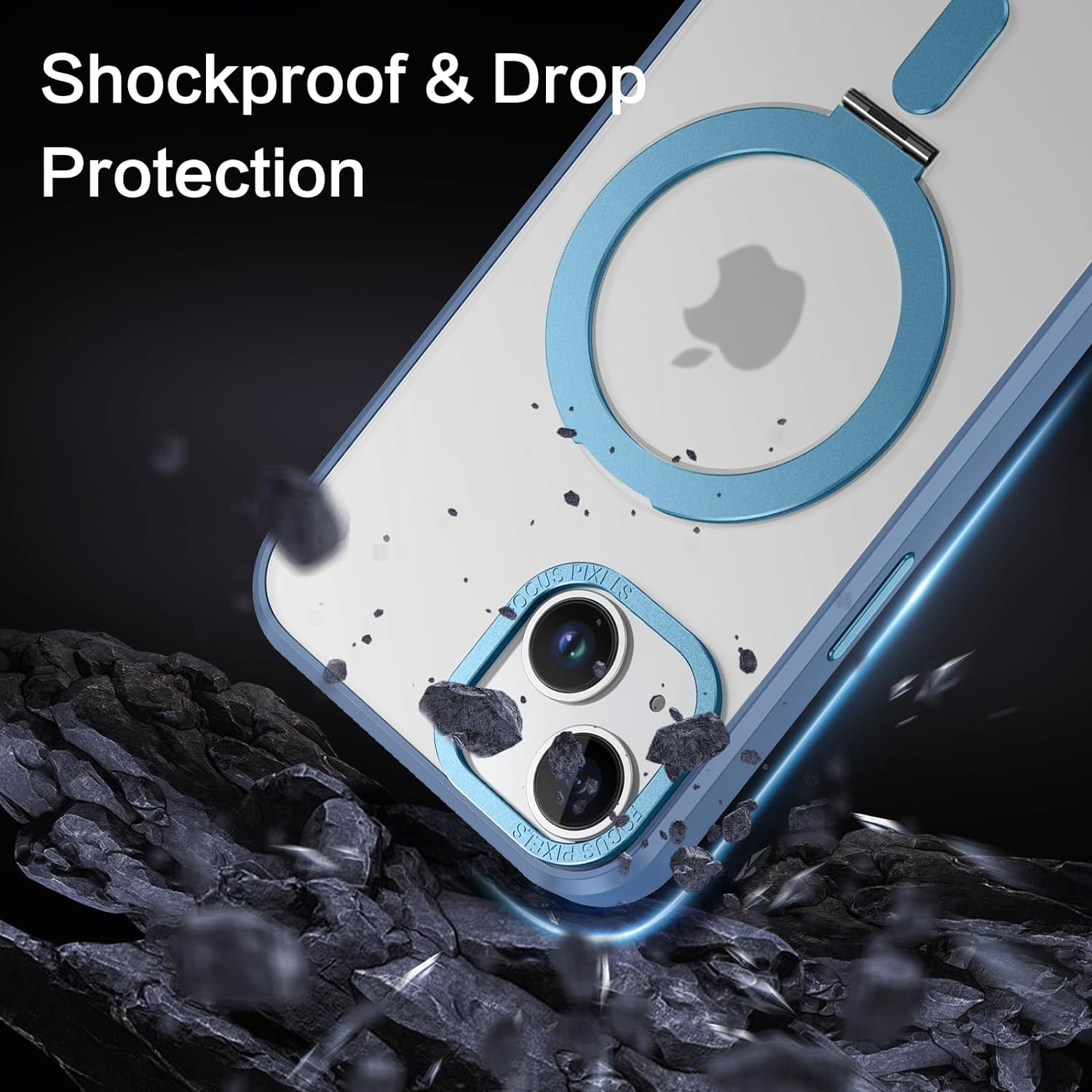 iPhone 14 Magnetic Case, iPhone 13 Case Compatible with MagSafe, Invisible Ring Kickstand Holder Military Grade