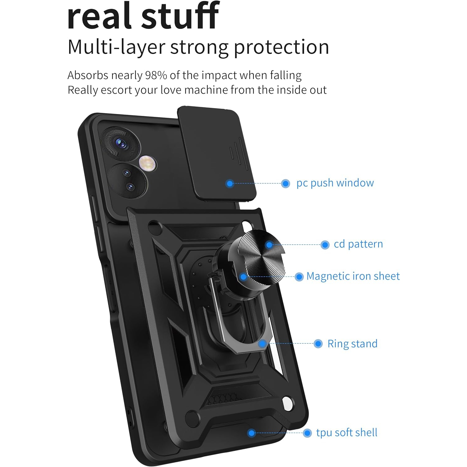 Compatible with Infinix Hot 30 Bracket Shell,with Slide Camera Lens Cover Compatible with Infinix Hot 30 X6831 Case