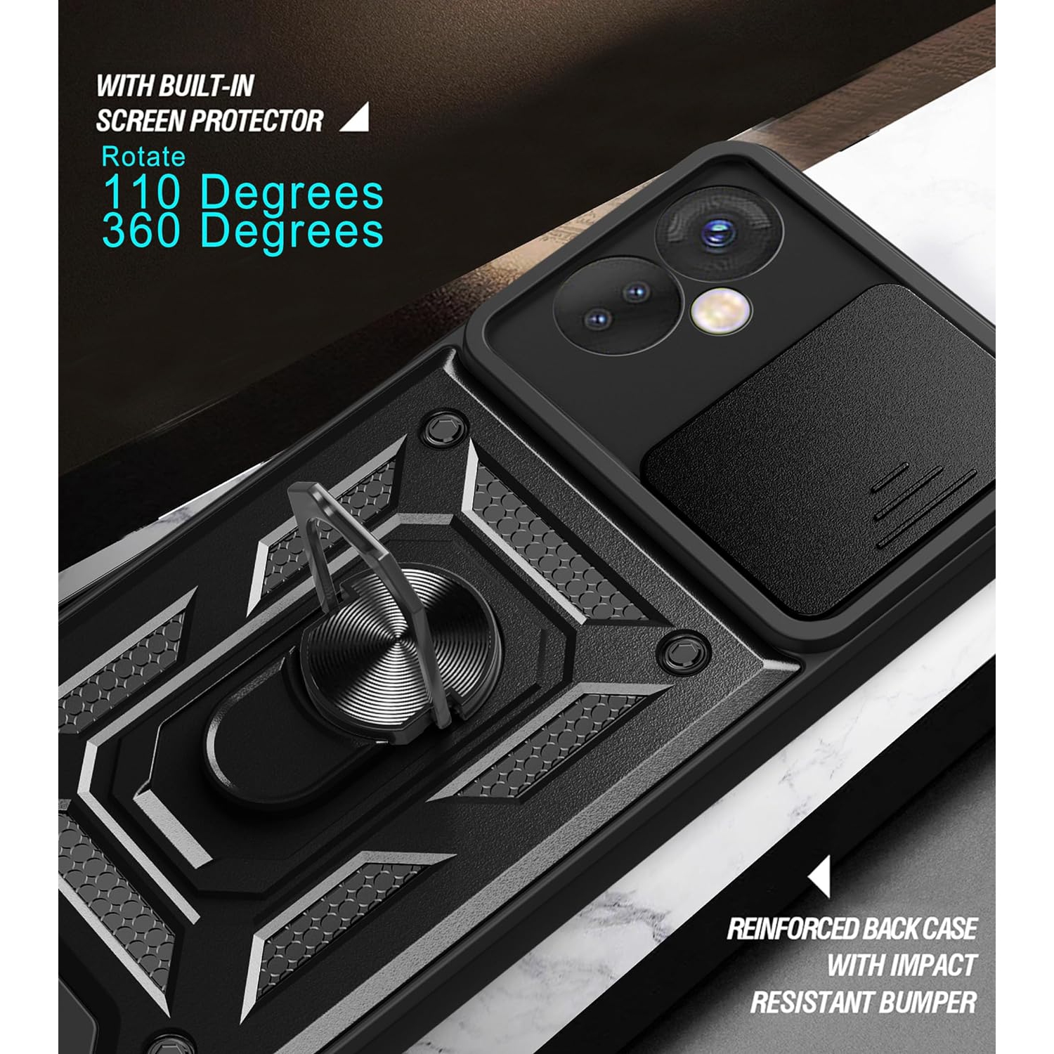 Compatible with Infinix Hot 30 Bracket Shell,with Slide Camera Lens Cover Compatible with Infinix Hot 30 X6831 Case