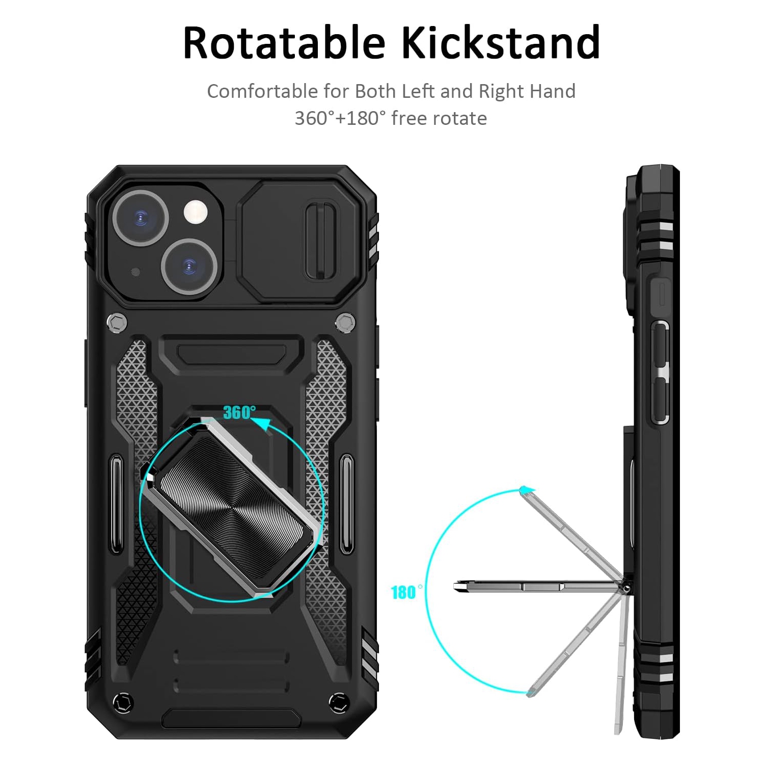 Pour étui iPhone 15 plus avec couvercle coulissant pour appareil photo résistant aux chutes de qualité militaire