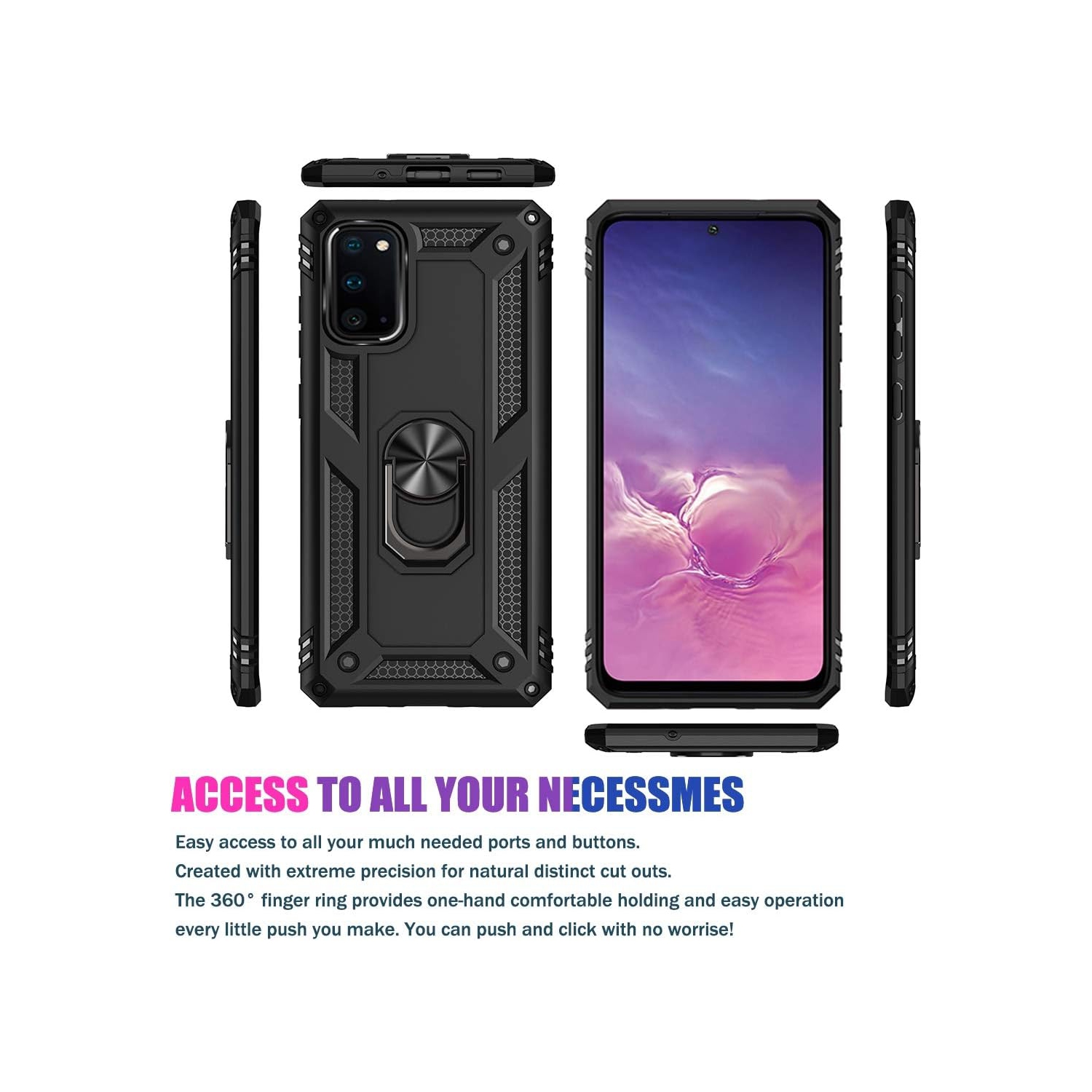 Étui pour Galaxy S20/étui pour Samsung S20 5G, [qualité militaire] [anneau en métal] [support magnétique] Defender robuste