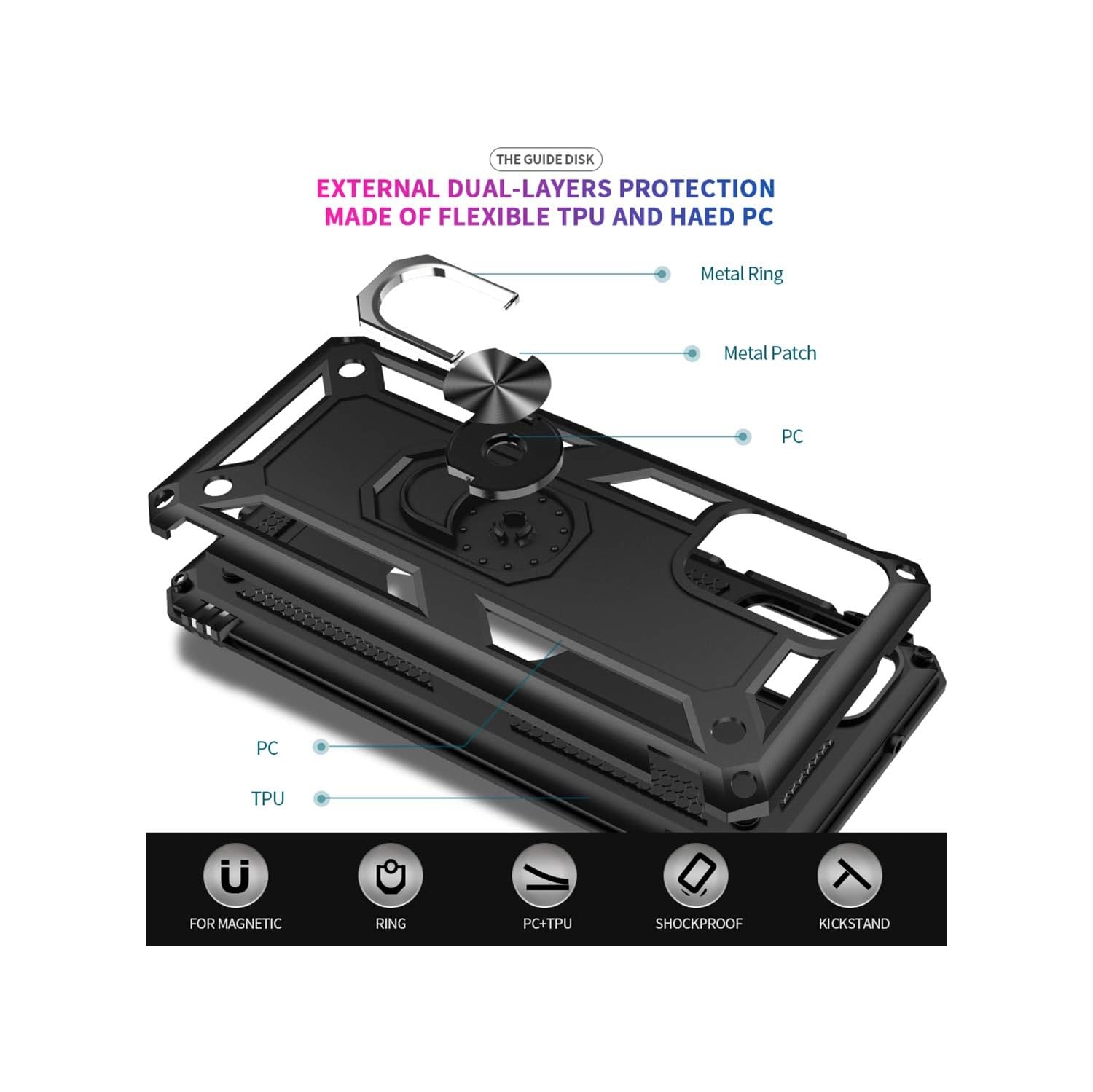 Étui pour Galaxy S20/étui pour Samsung S20 5G, [qualité militaire] [anneau en métal] [support magnétique] Defender robuste