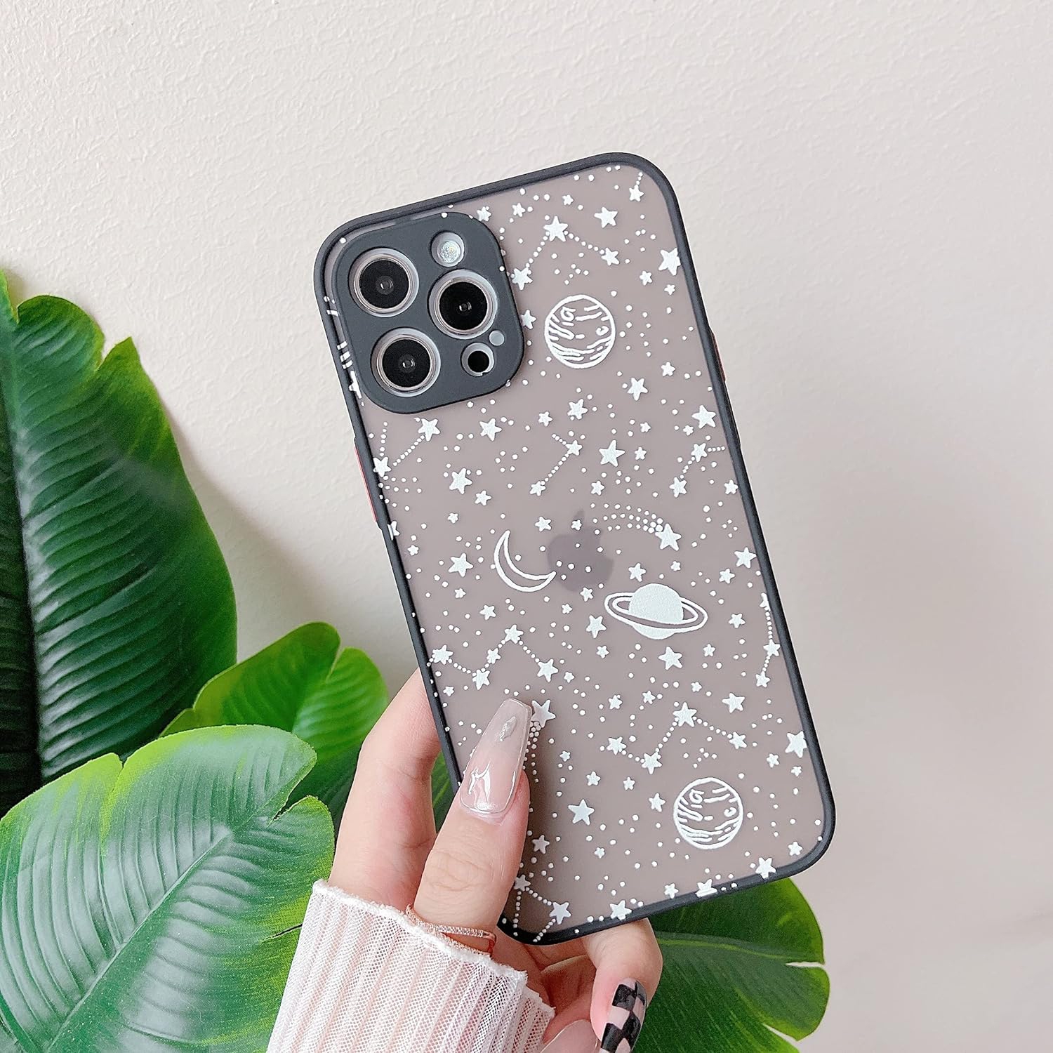 Compatible with iPhone 15 Pro Max 6.7 inch,Planet Sky Star Pattern Protective Phone Case Translucent Frosted