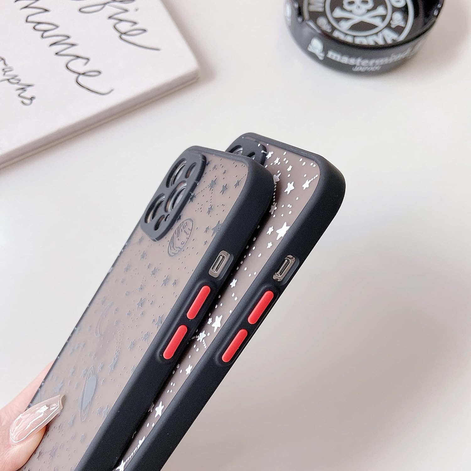 Compatible with iPhone 15 Pro Max 6.7 inch,Planet Sky Star Pattern Protective Phone Case Translucent Frosted