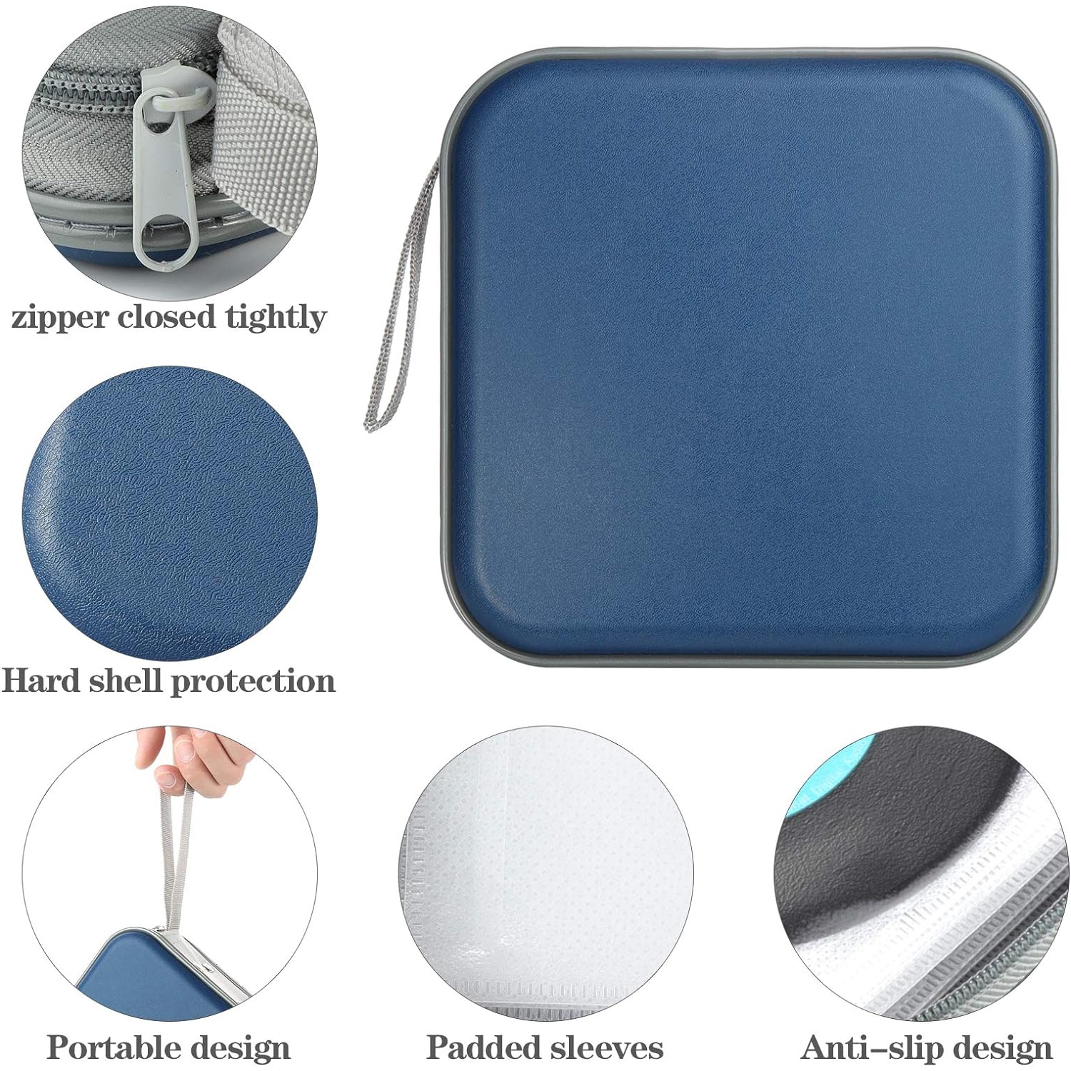 CD Case, 48 Capacity Hard Plastic DVD Case Holder Organizer Storage Bag Portable Game Music Movie CD Disc