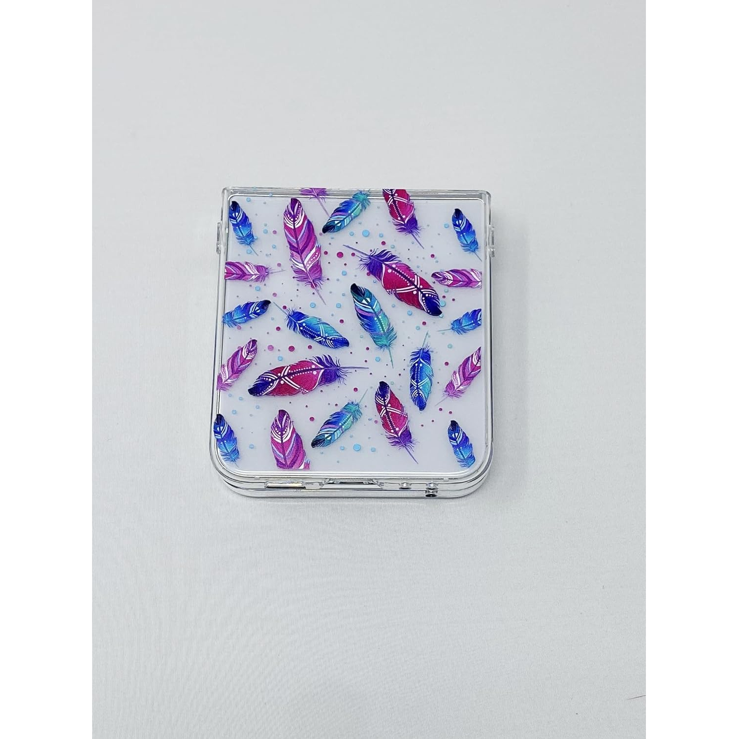 Samsung Galaxy Z Flip 5 Case, Fun Colorful Boho Feathers Design Tribal Style PC Protective Clear Case