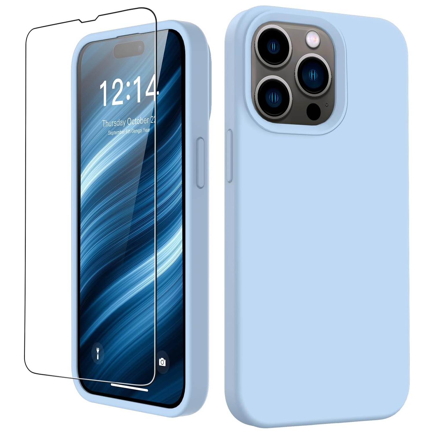 Compatible with iPhone 15 Pro Max Case with Screen Protector,Upgraded Liquid Silky Soft Silicone