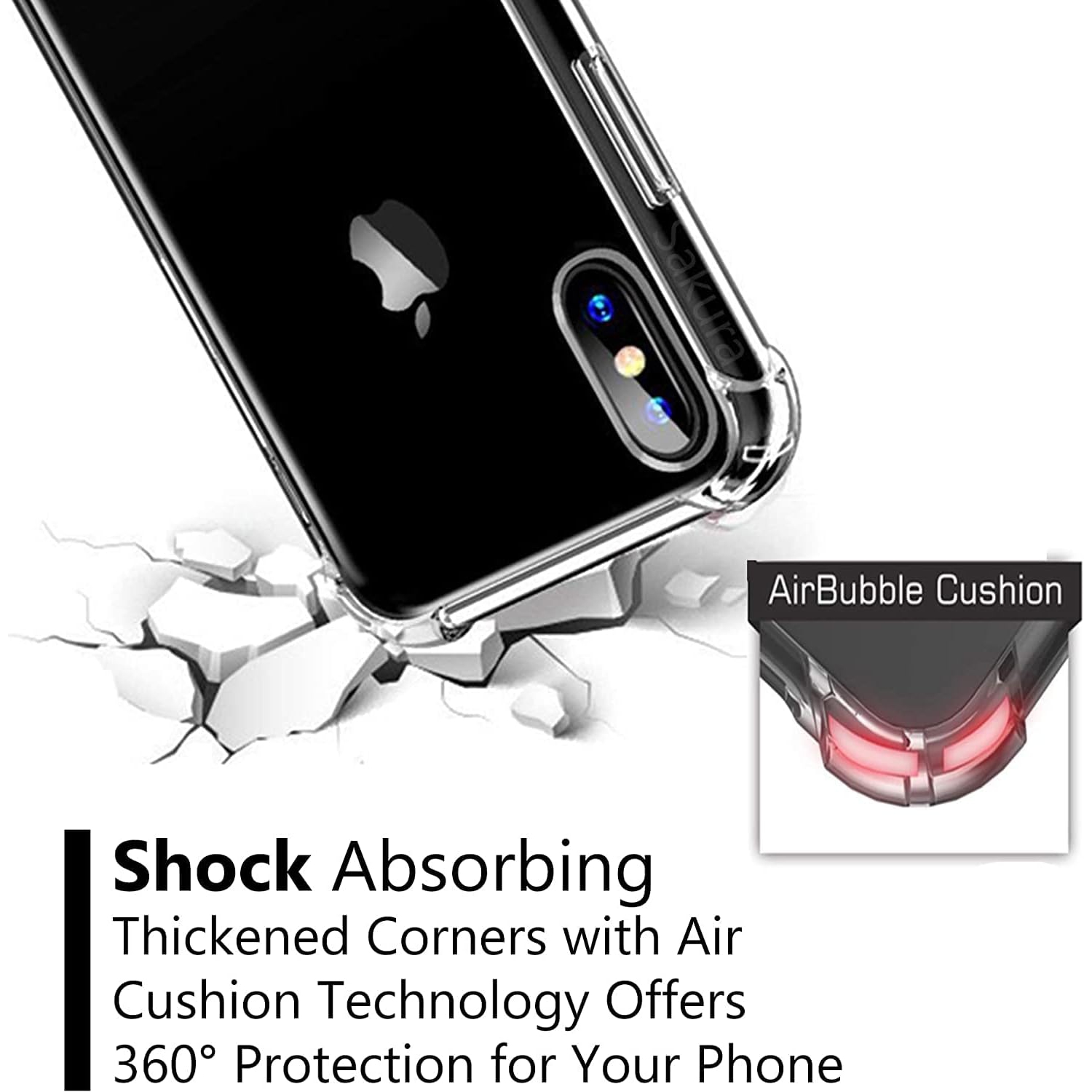 Pour les étuis iPhone X/iPhone XS, étuis transparents Bumper pour Apple iPhone 10 10S Qi Slim silicone rigide transparent