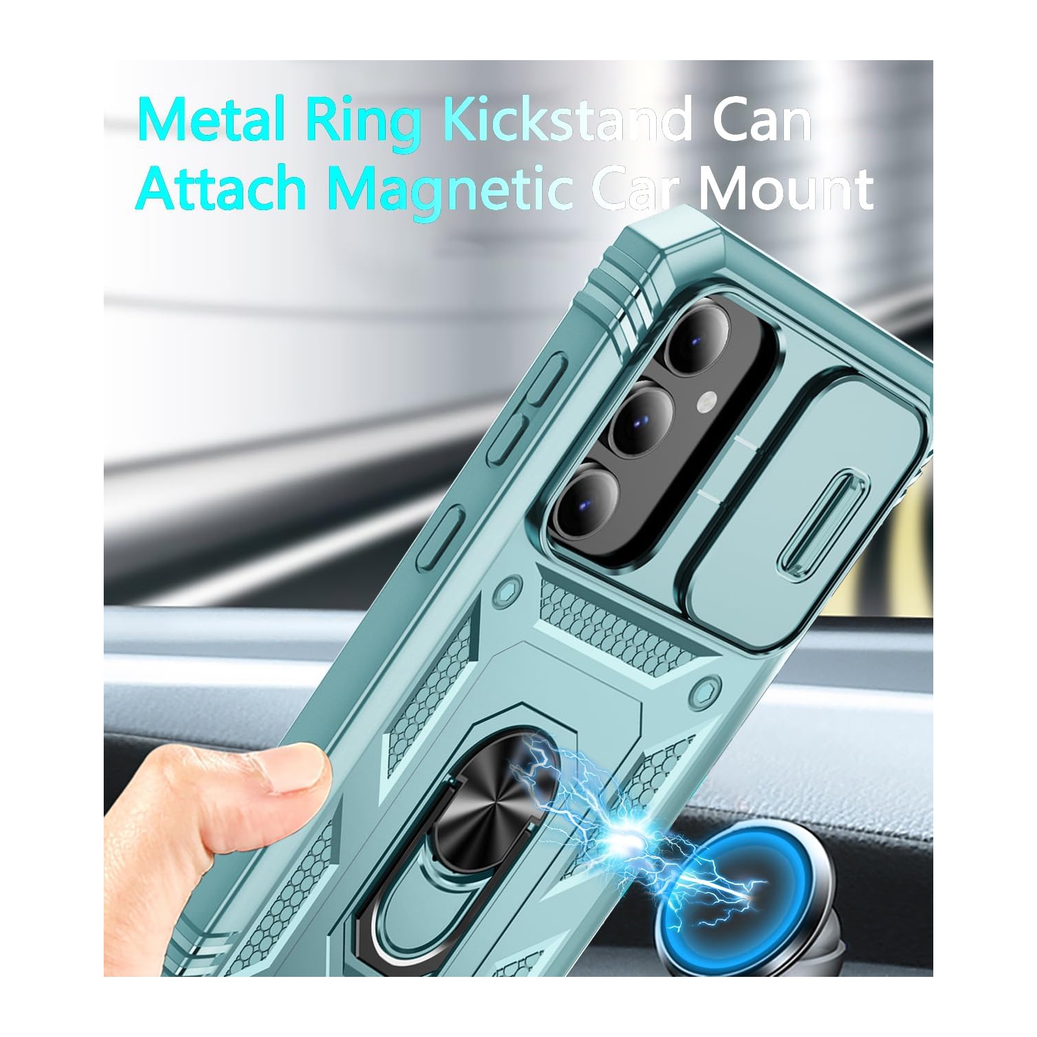 Étui pour Galaxy S23 FE de Samsung, étui pour Galaxy S23 FE avec protecteur d'écran en verre trempé pour 3 PC et béquille intégrée pour support de