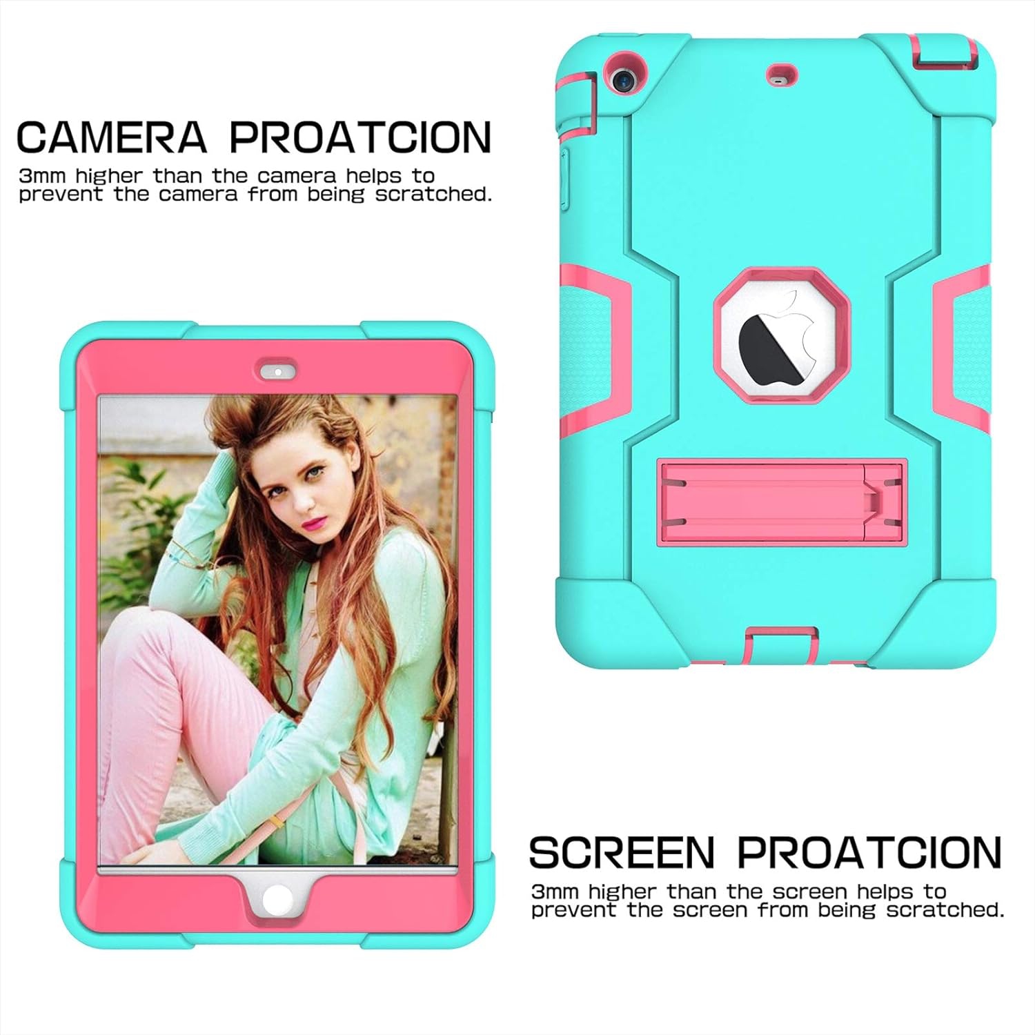 Case for iPad Mini 1/2/3 Retina Case,iPad Mini Case,iPad Mini 2 Case,iPad Mini 3 Case,3 IN 1 Hybrid [Soft&Hard]