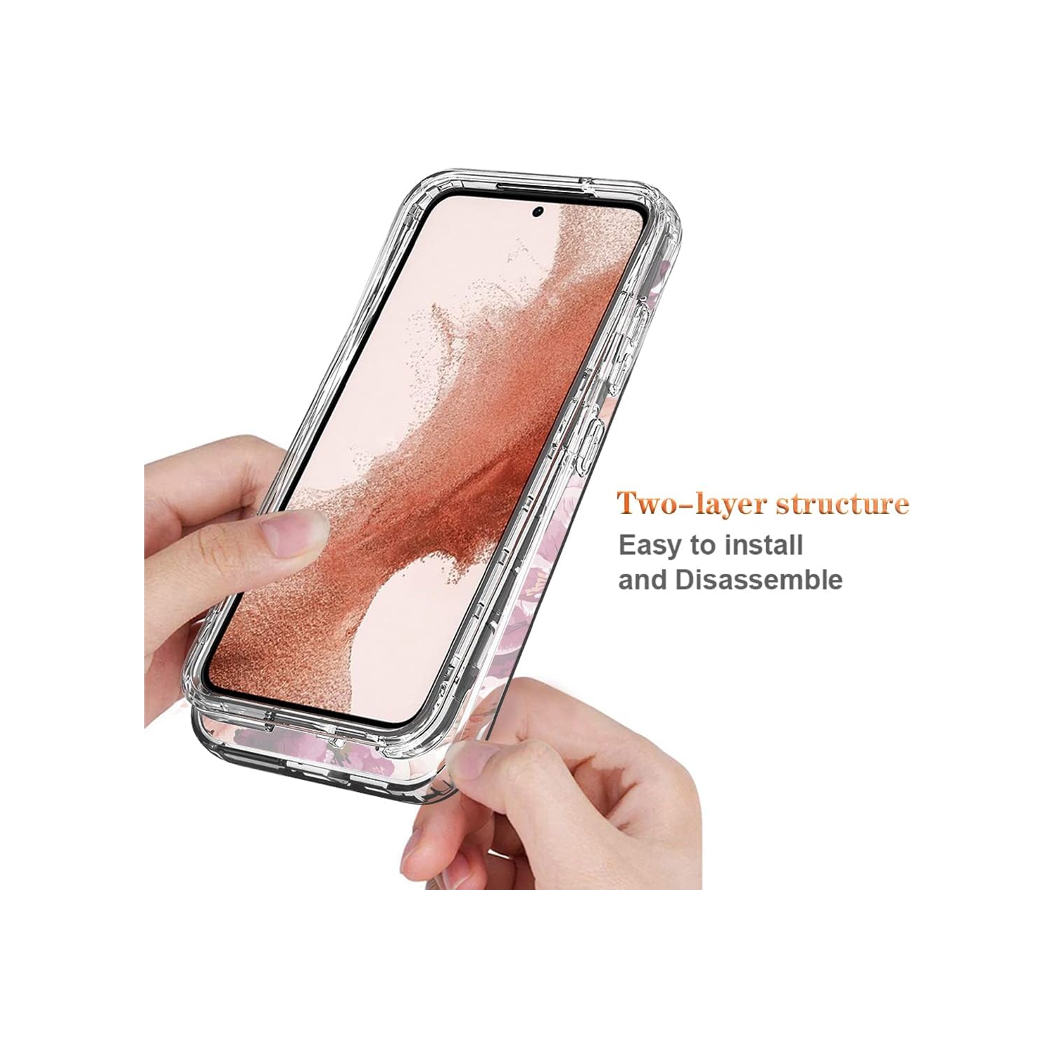 Étui pour Galaxy S23 plus, S23+ de Samsung avec protecteur d'écran en verre trempé, modèle floral antichoc