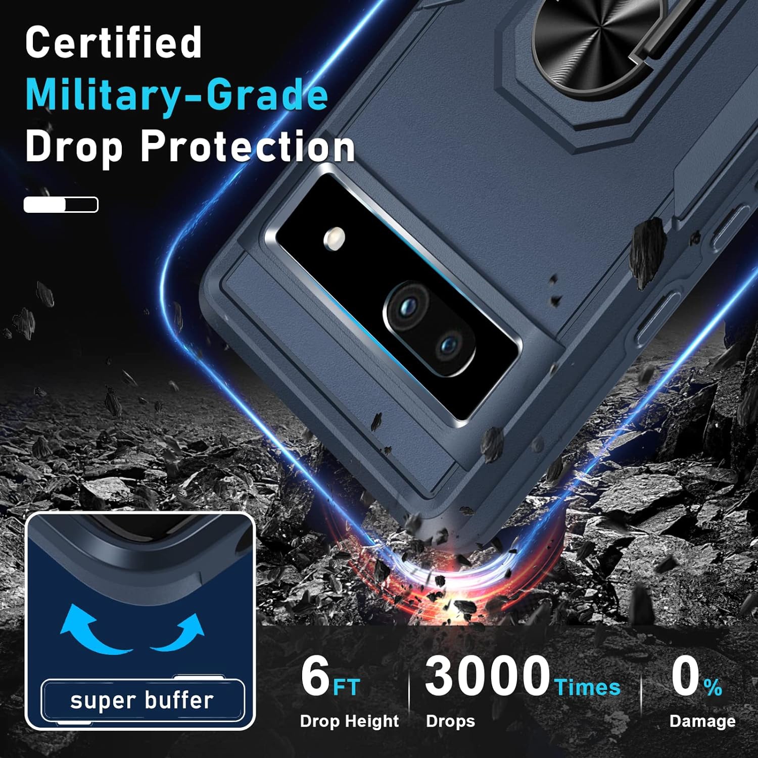 Pour un étui pour Pixel 7a de Google avec protecteur d'écran et protecteur d'objectif d'appareil photo, un téléphone protecteur robuste et résistant