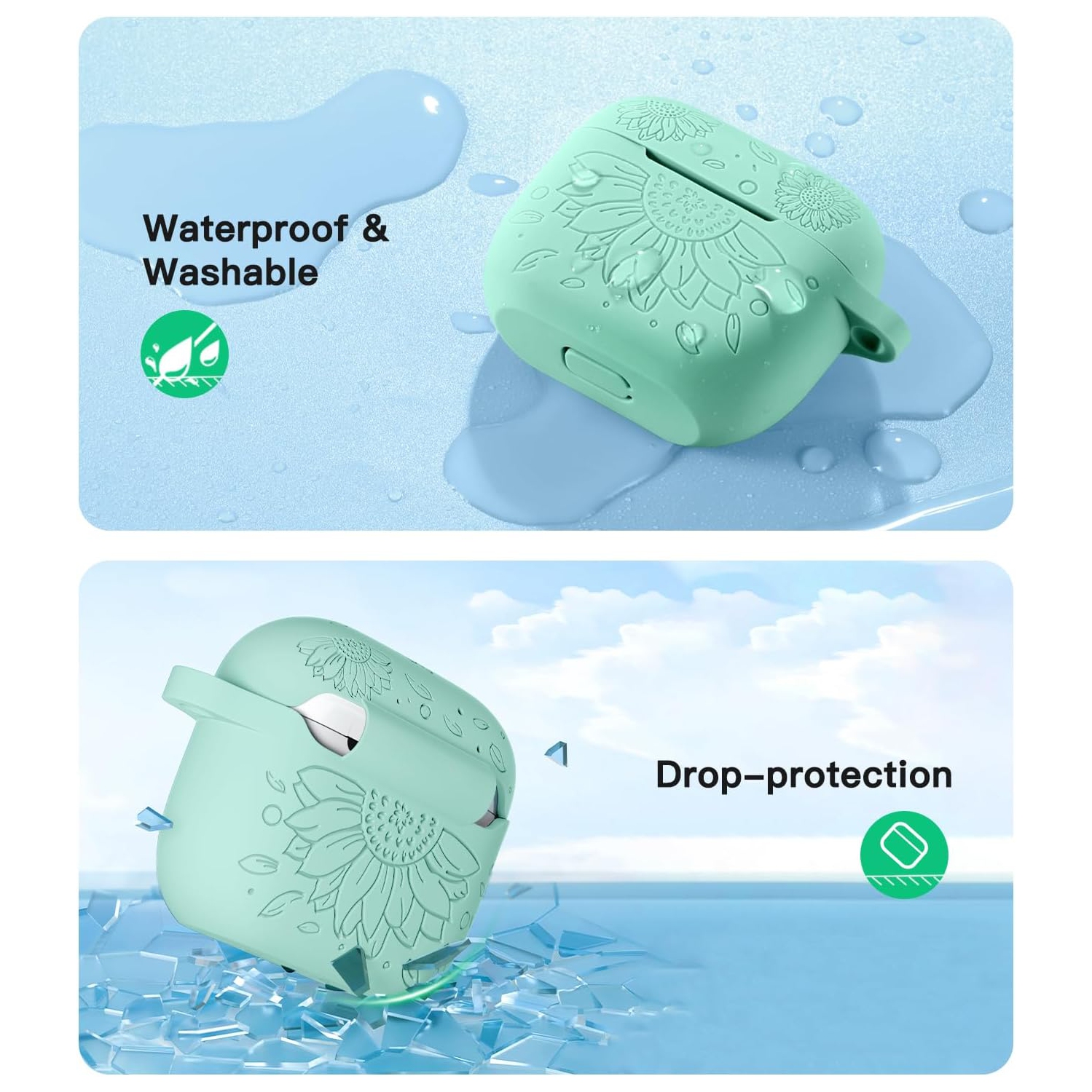 for Airpods 3rd Generation Case Cover, Sunflower Engraved Skin Cover Compatible for Airpods case 3rd Generation,