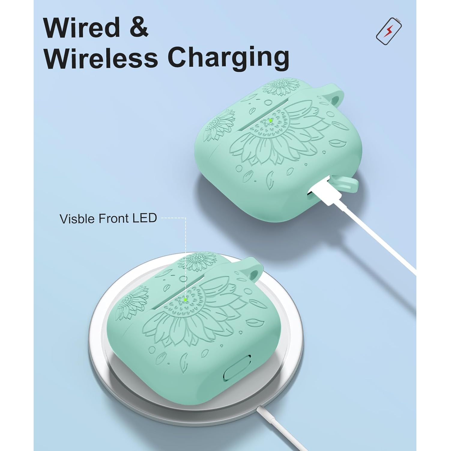 for Airpods 3rd Generation Case Cover, Sunflower Engraved Skin Cover Compatible for Airpods case 3rd Generation,