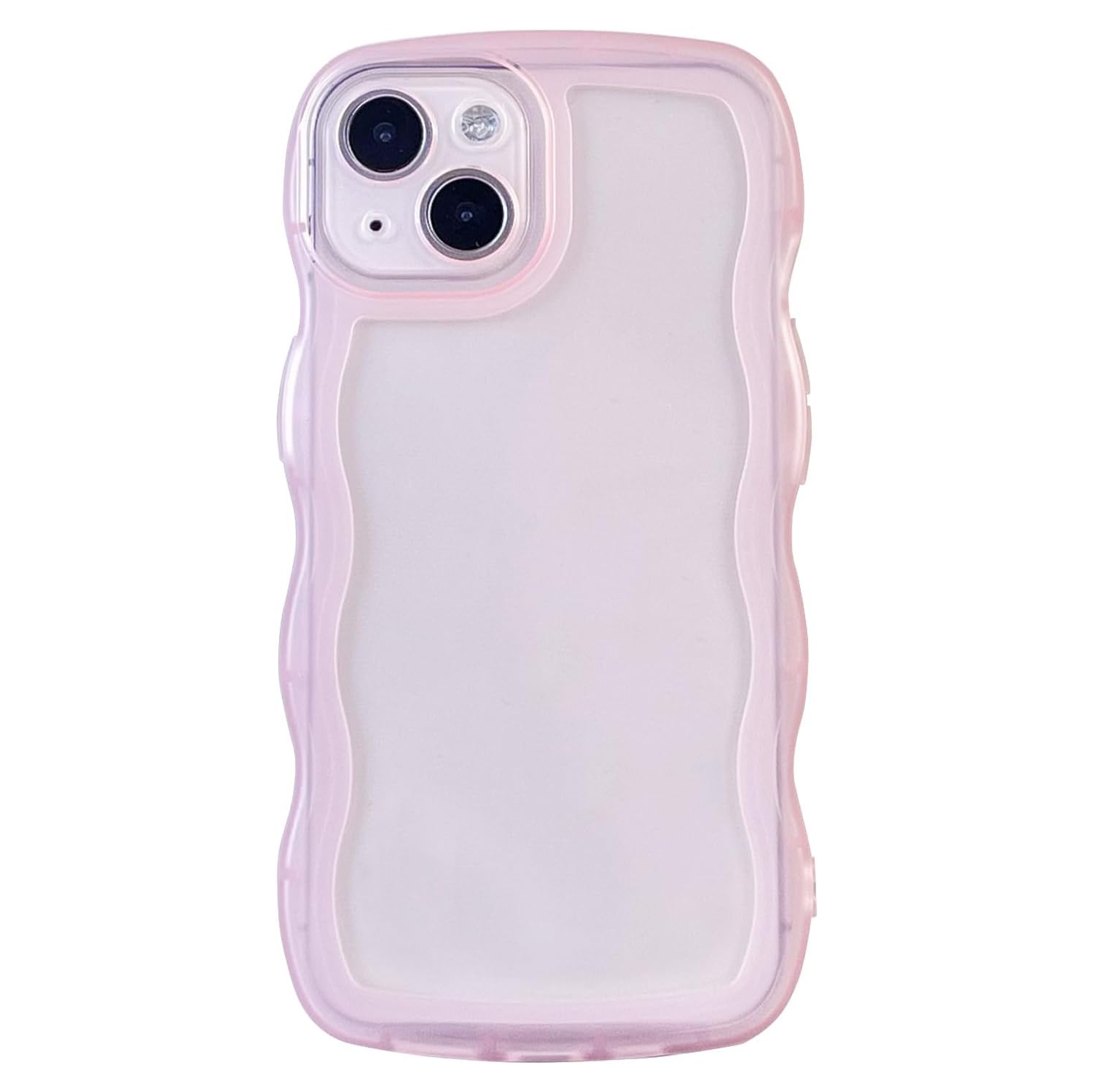Compatible with iPhone 15 Plus Clear Case,Cute Solid Color Curly Wave Frame Transparent Soft Silicone