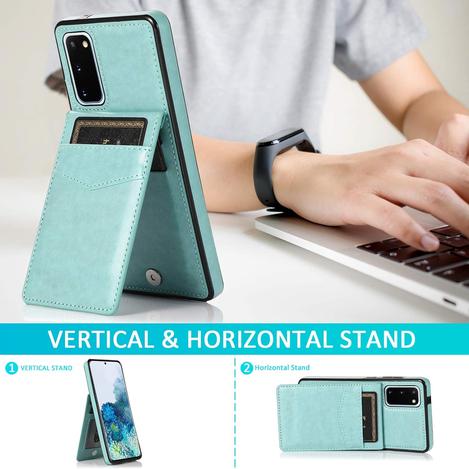 Phone Case for Samsung Galaxy S20 Glaxay S 20 5G UW 6.2 inch with Tempered Glass Screen Protector Credit Card Holder