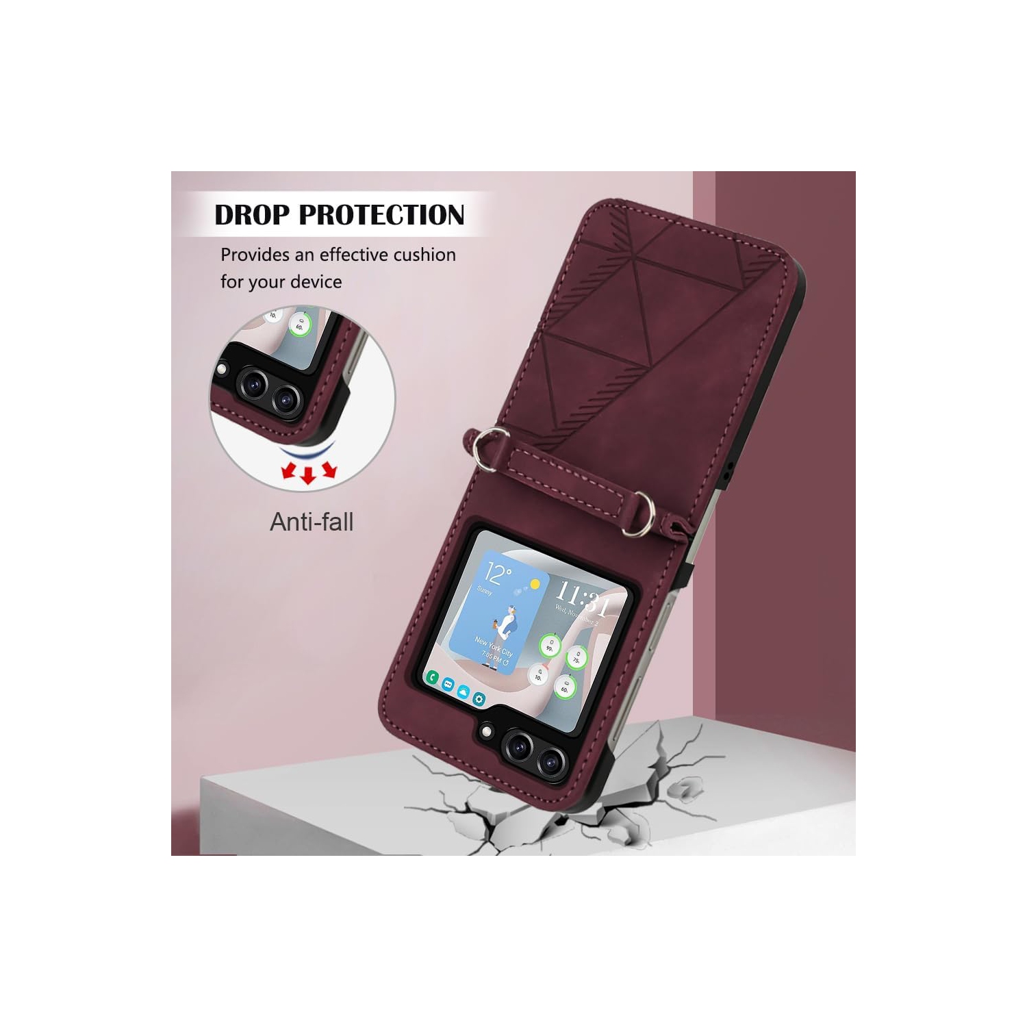 Samsung Galaxy Z Flip 5 Phone Case,Samsung A25 5G PU Leather Wallet Case,Credit Cards Holder Kickstand