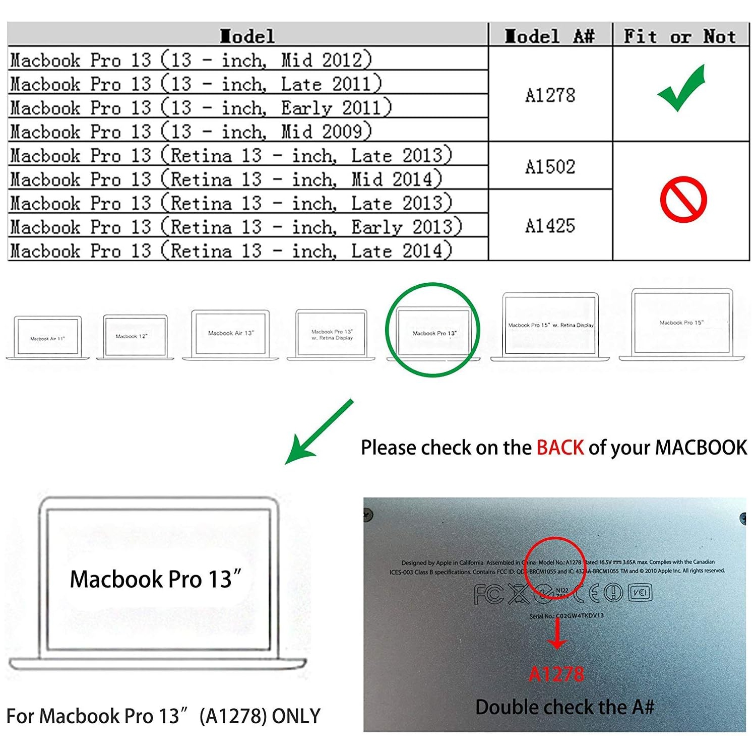 Case Compatible with MacBook Pro 13 inch 2012 2011 2010 2009 Release A1278, Plastic Hard Case Shell and Keyboard