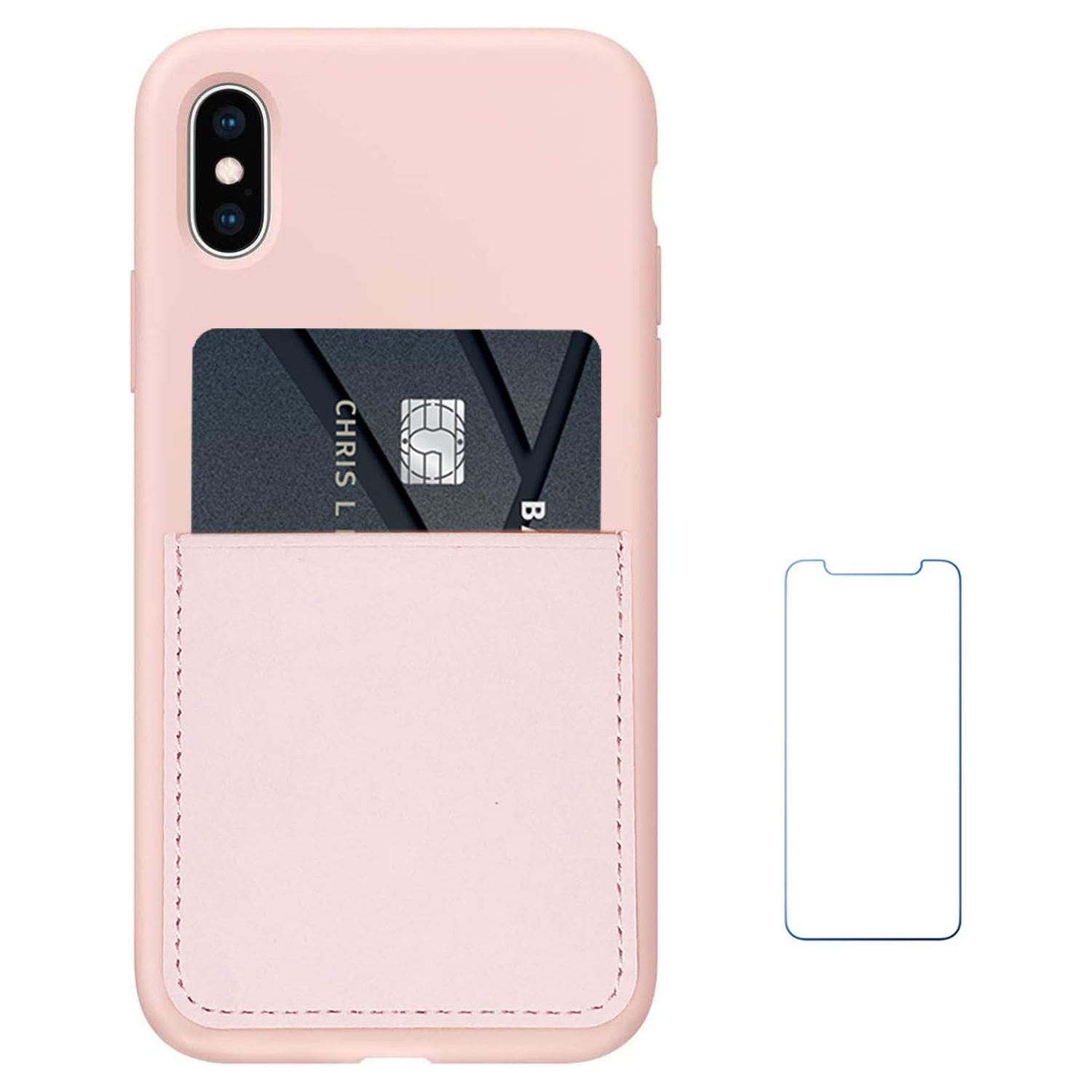 Étui en silicone liquide ultramince compatible avec les téléphones XS/X 10 de iPhone avec fente pour carte ultra-mince et souple