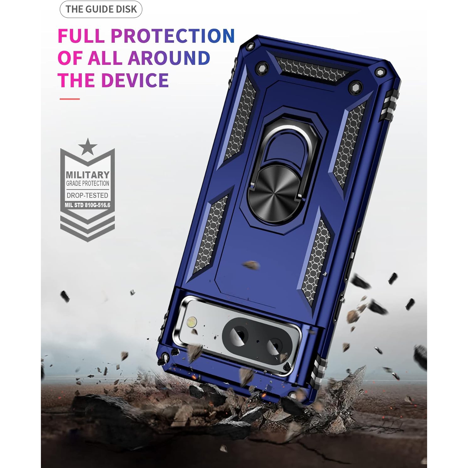 for Google Pixel 8 case with Screen Protector,Pixel 8 Phone case,360 Degree Rotation Ring Kickstand Military-Grade