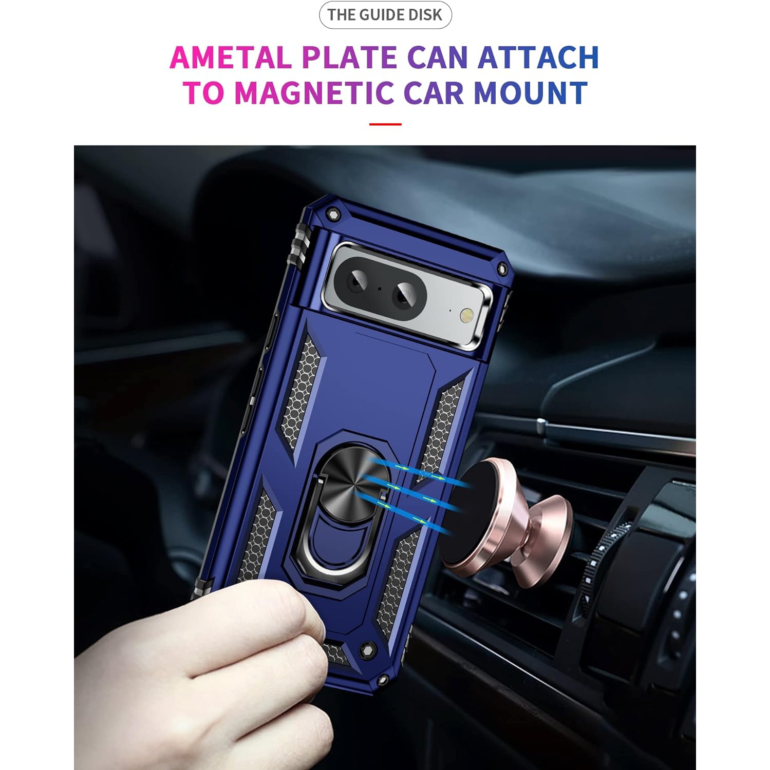 for Google Pixel 8 case with Screen Protector,Pixel 8 Phone case,360 Degree Rotation Ring Kickstand Military-Grade