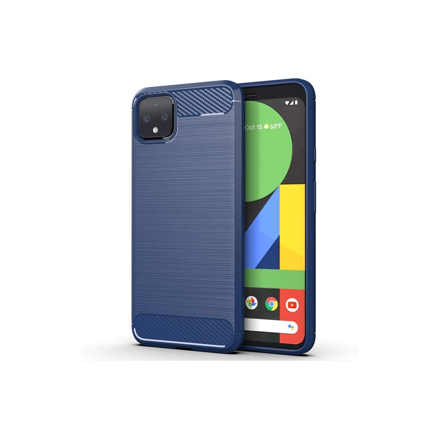 [Fibre de carbone] Étui pour Pixel 4 de Google, durable [absorption des chocs] Étui mince en TPUR mat léger (bleu marine
