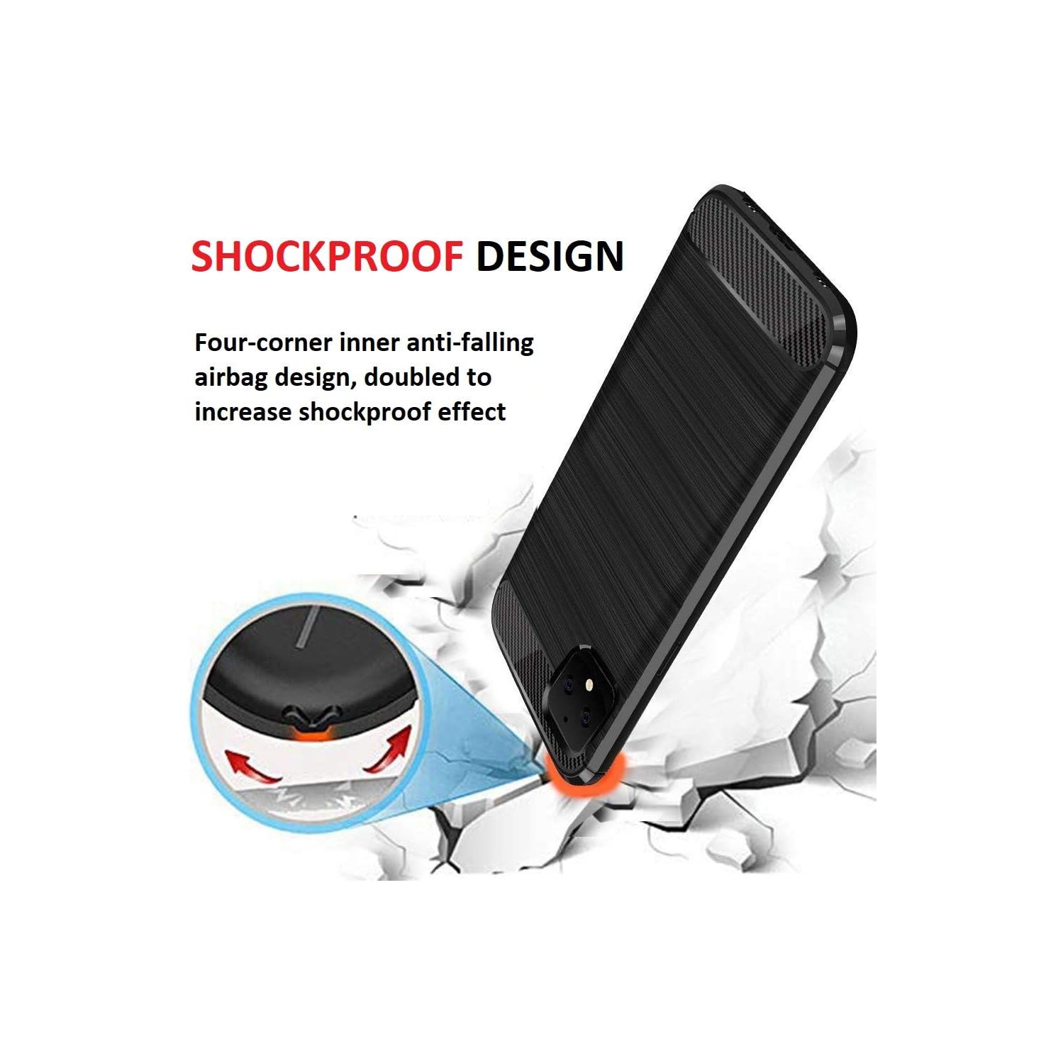 [Fibre de carbone] Étui pour Pixel 4 de Google, durable [absorption des chocs] Étui mince en TPUR mat léger (bleu marine