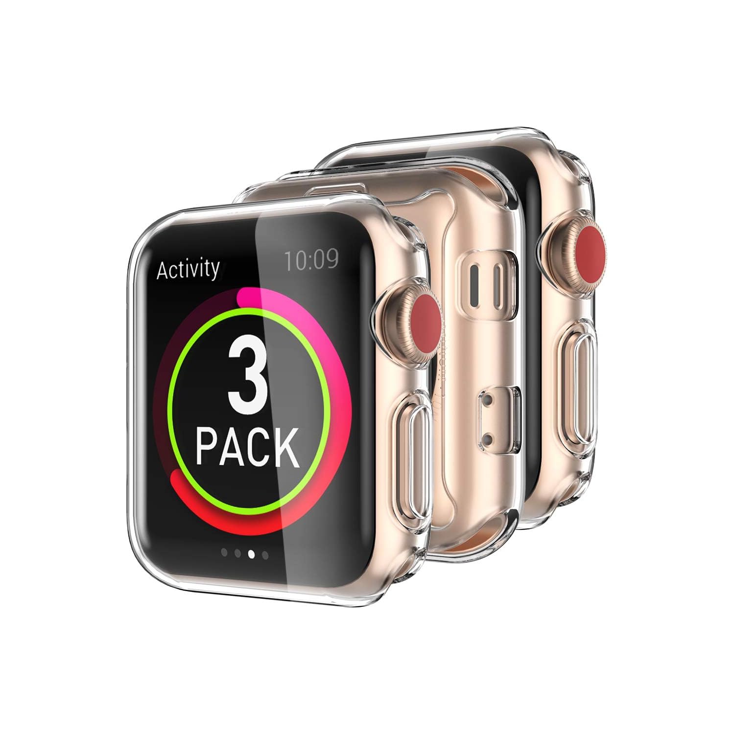 Compatible avec le protecteur d'écran pour Apple Watch 38&nbsp;mm, paquet de 3 protecteurs d'écran pour Apple Watch, étui en TPUR HD transparent