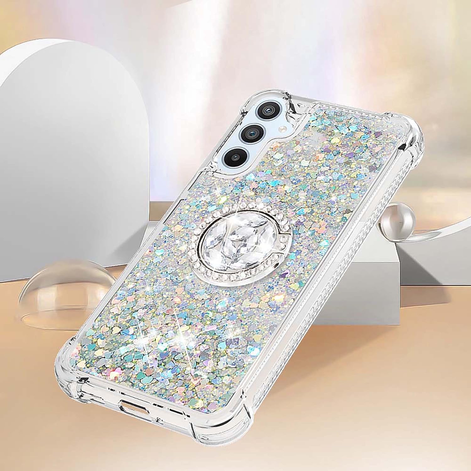 Glitter Clear Sparkly Bling Case for Samsung Galaxy A54 5G for Women Girls, Flowing Liquid Quicksand Cover