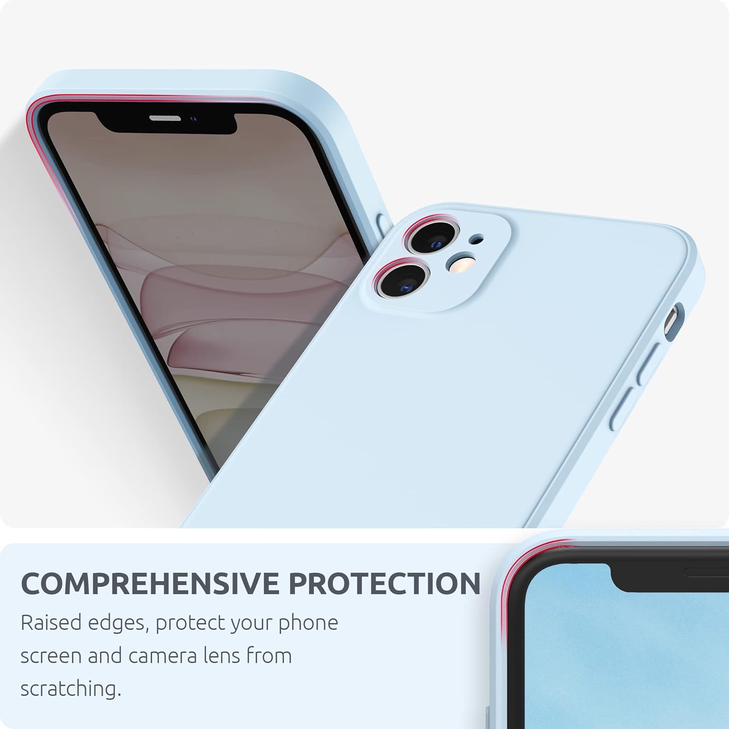 Silicone Case Compatible with iPhone 11, Soft Liquid Silicone Shockproof Flat Edge Phone Case (Individual
