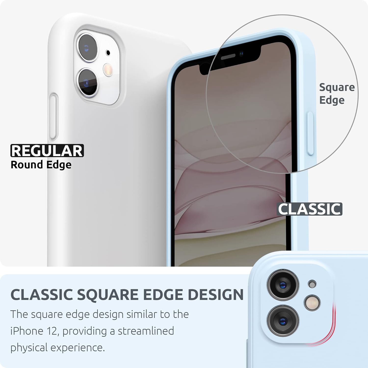 Silicone Case Compatible with iPhone 11, Soft Liquid Silicone Shockproof Flat Edge Phone Case (Individual