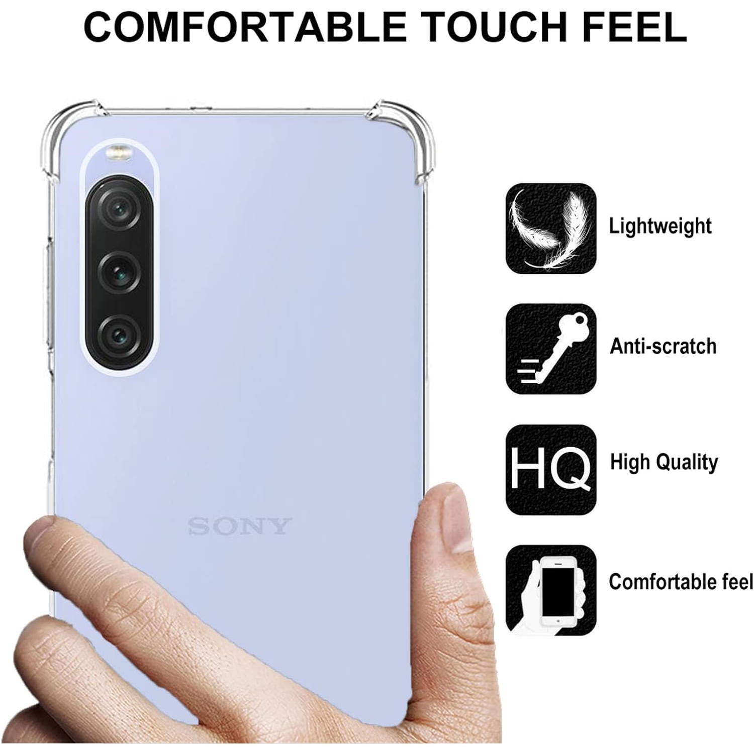 Étui transparent pour Xperia&nbsp;&nbsp;10&nbsp;V de Sony, protecteur ultramince en TPUR antirayure Crystal antichoc