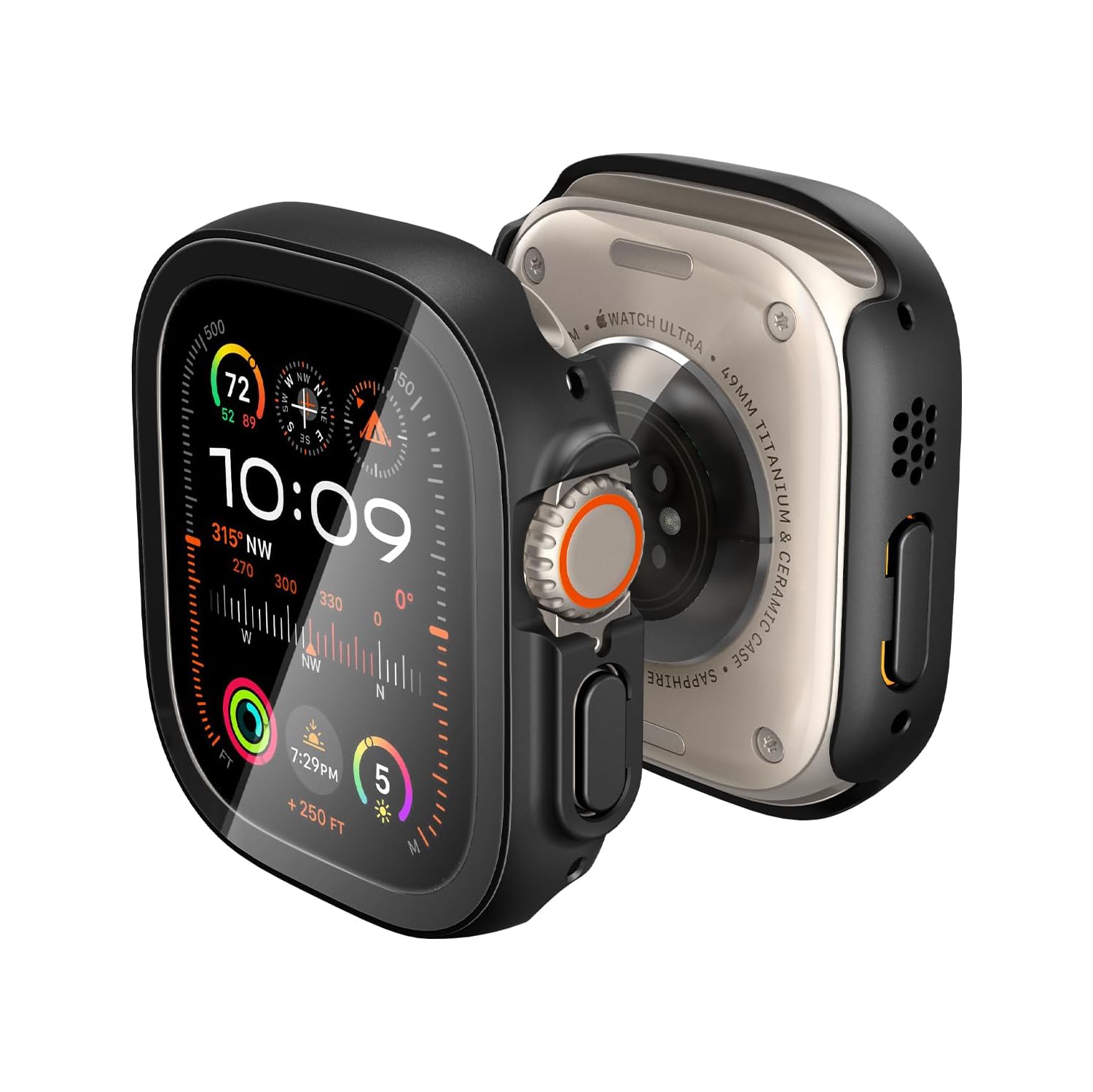 Étui Thin Fit 360 pour Apple Watch Ultra avec protecteur d'écran en verre trempé pour Apple Watch Ultra 49&nbsp;mm